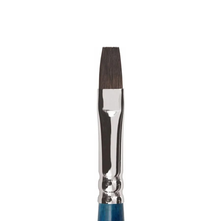 Кисть Roubloff premium белка микс плоская ручка синяя короткая 5 шт/упак 10 размеров в ассортименте
