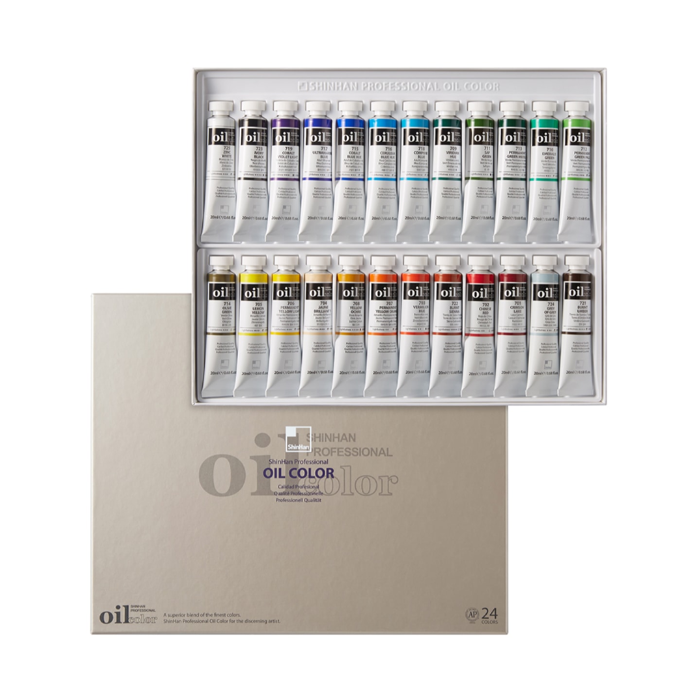 Набор масляных красок ShinHan Professional 24 тубы по 20мл в картонной упаковке