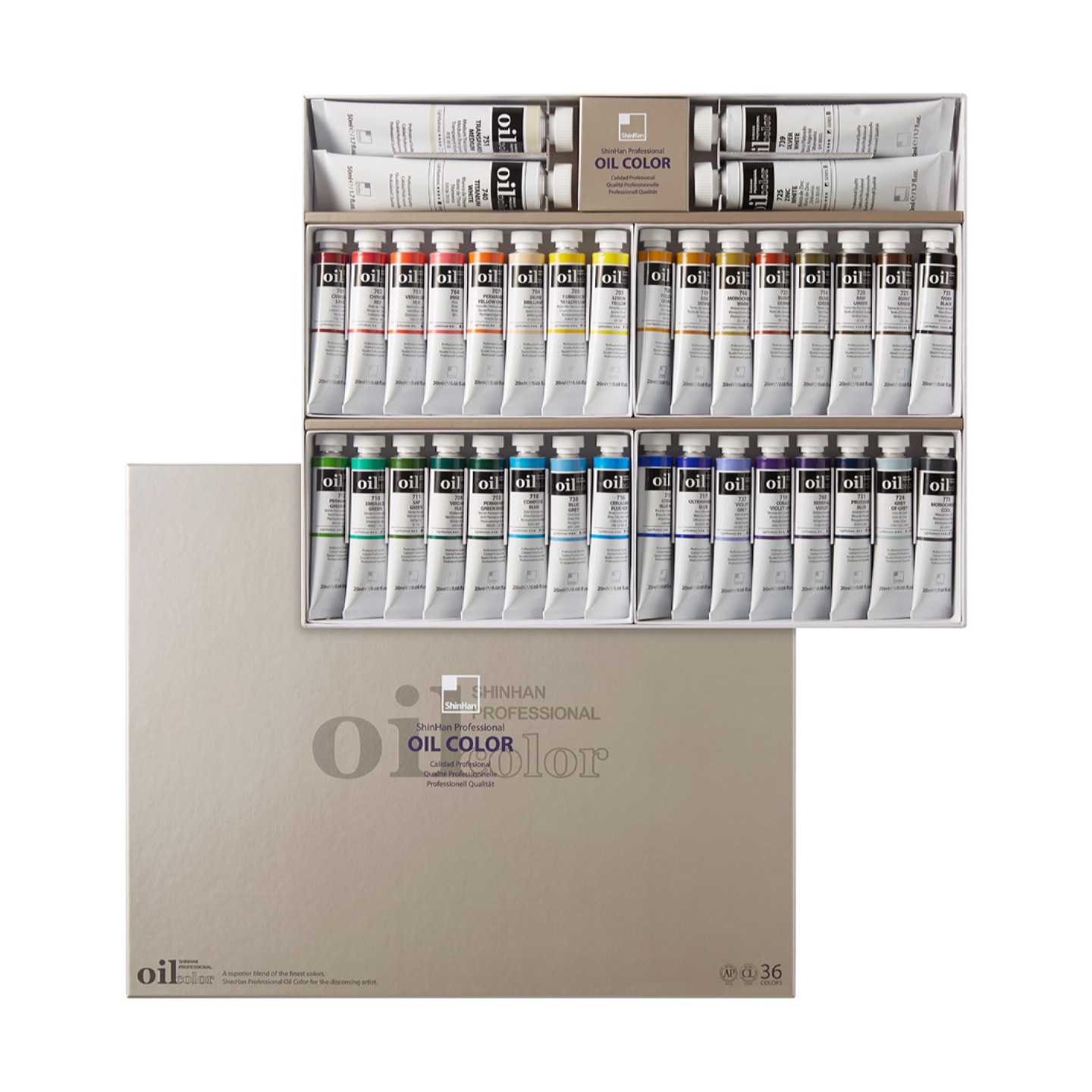 Набор масляных красок ShinHan Professional 36 туб по 20мл в картонной упаковке