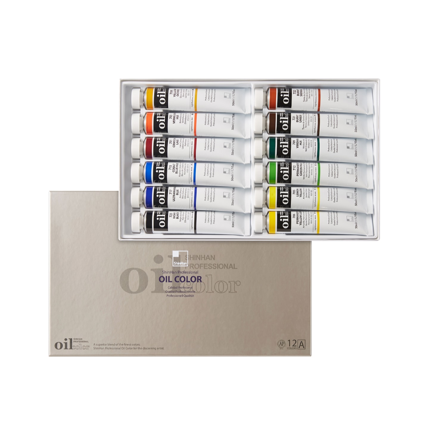 Набор масляных красок ShinHan Professional A 12 цв. по 50мл в картонной упаковке