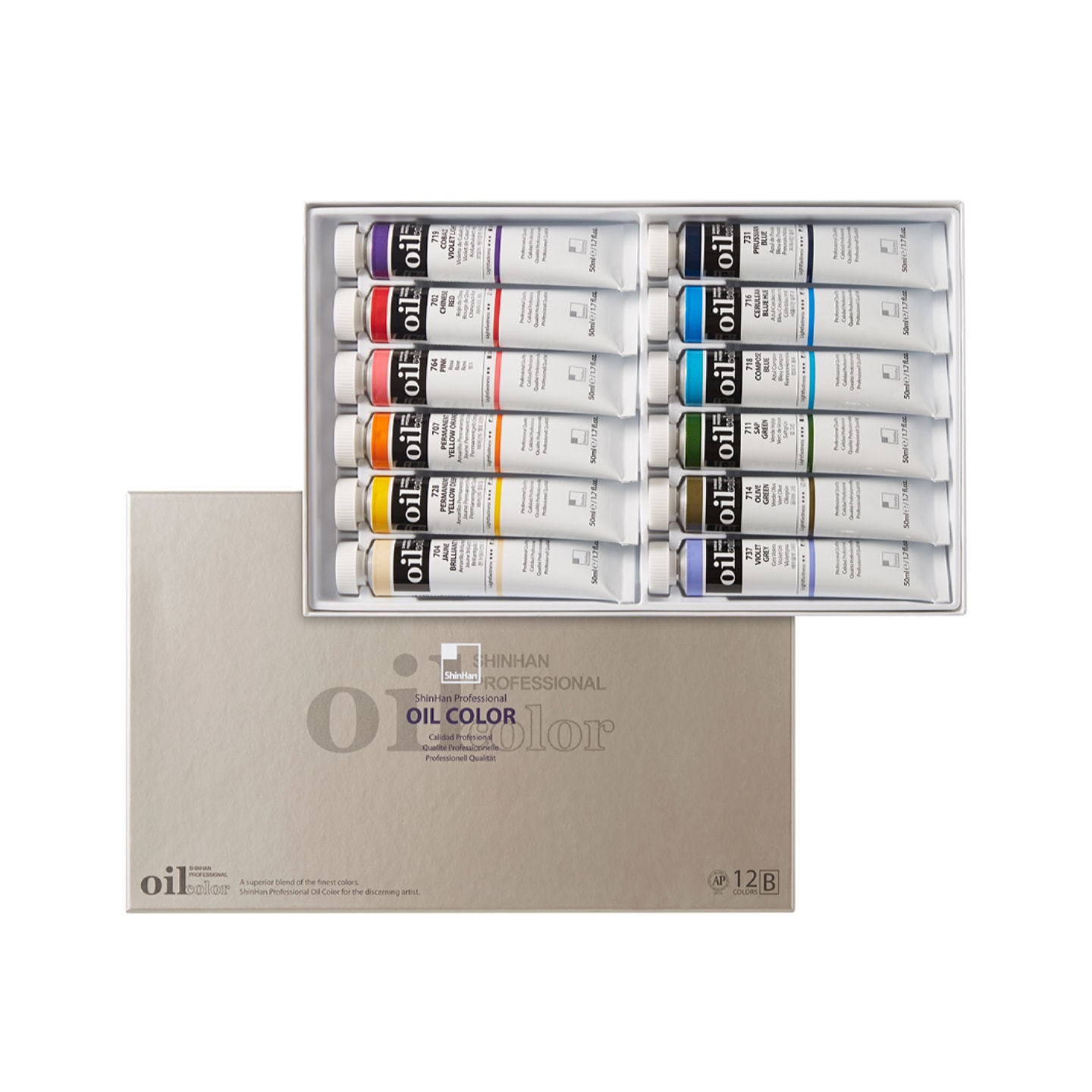 Набор масляных красок ShinHan Professional B 12 цв. по 50мл в картонной упаковке