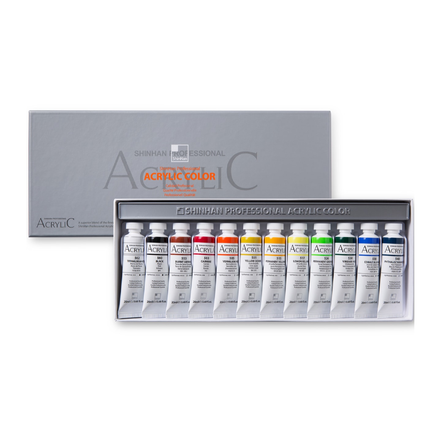 Набор акриловых красок ShinHan Professional 12 цв. по 20мл в картонной упаковке