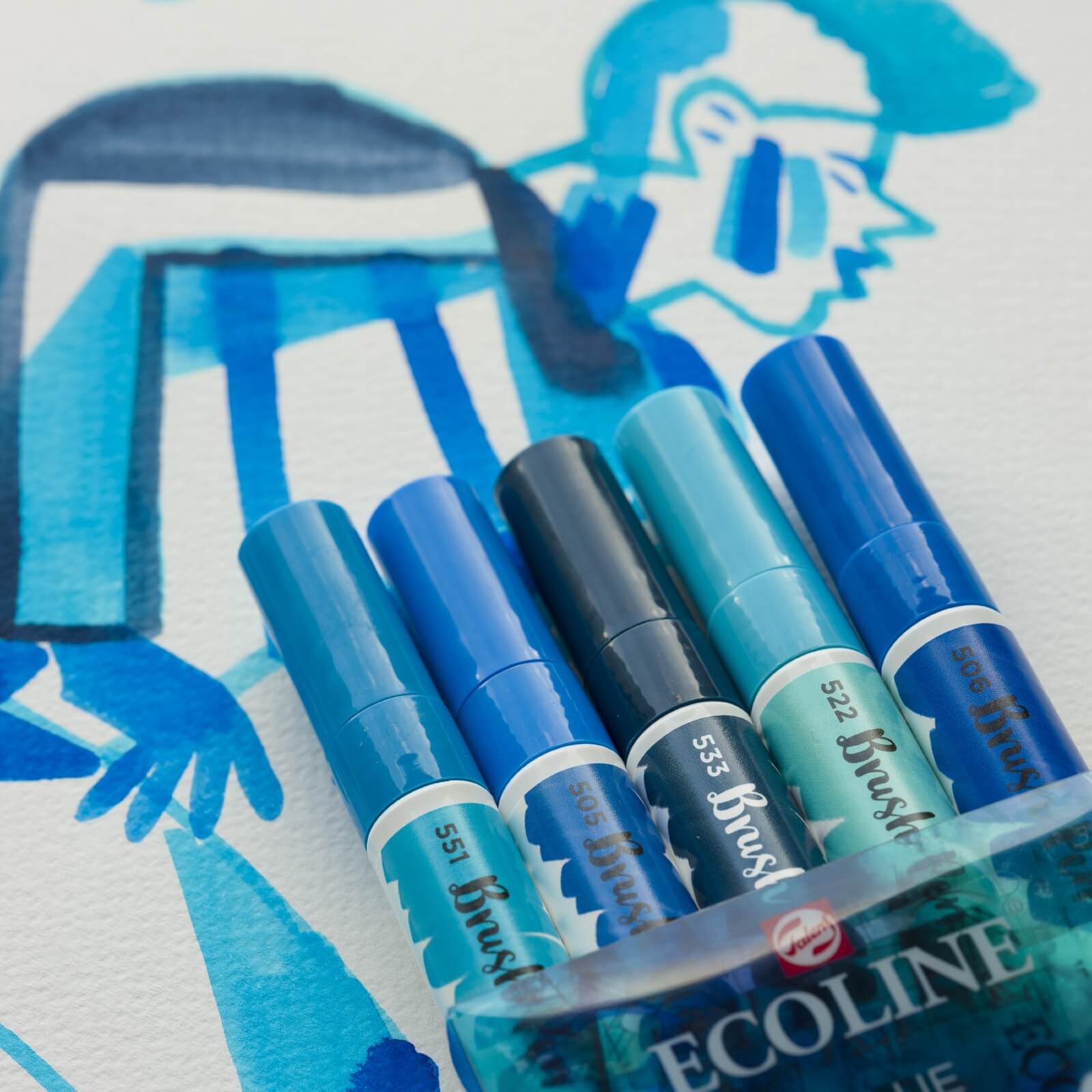 Набор маркеров Ecoline 5шт синие цвета