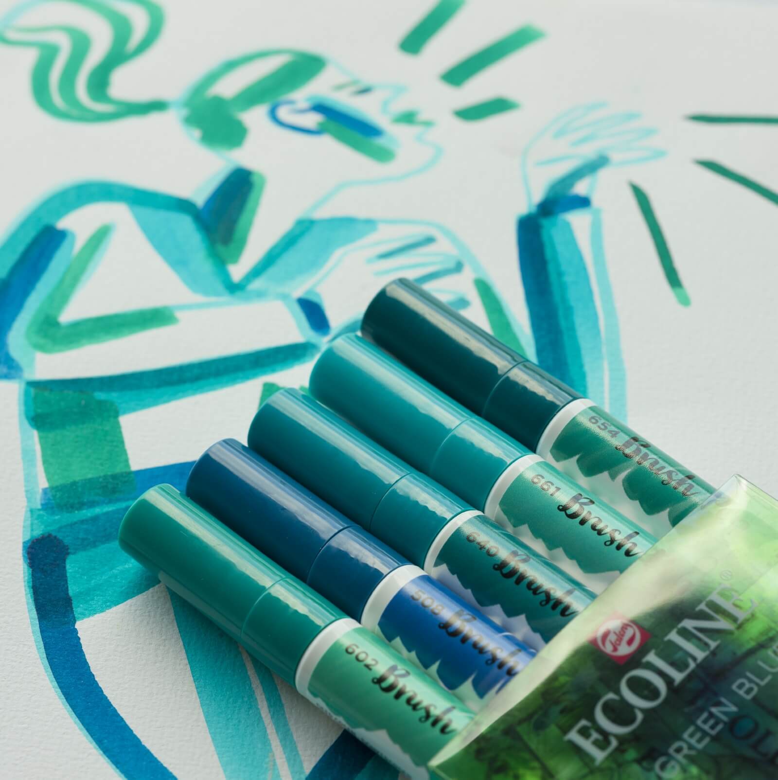 Набор маркеров Ecoline 5шт зелено-голубые цвета