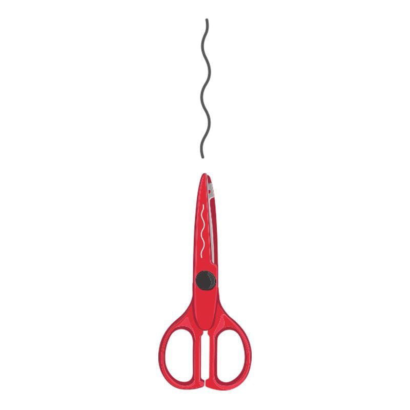 Ножницы фигурные MILAN ZIGZAG 160мм пластиковые ручки, цвет красный блистер с европодвесом
