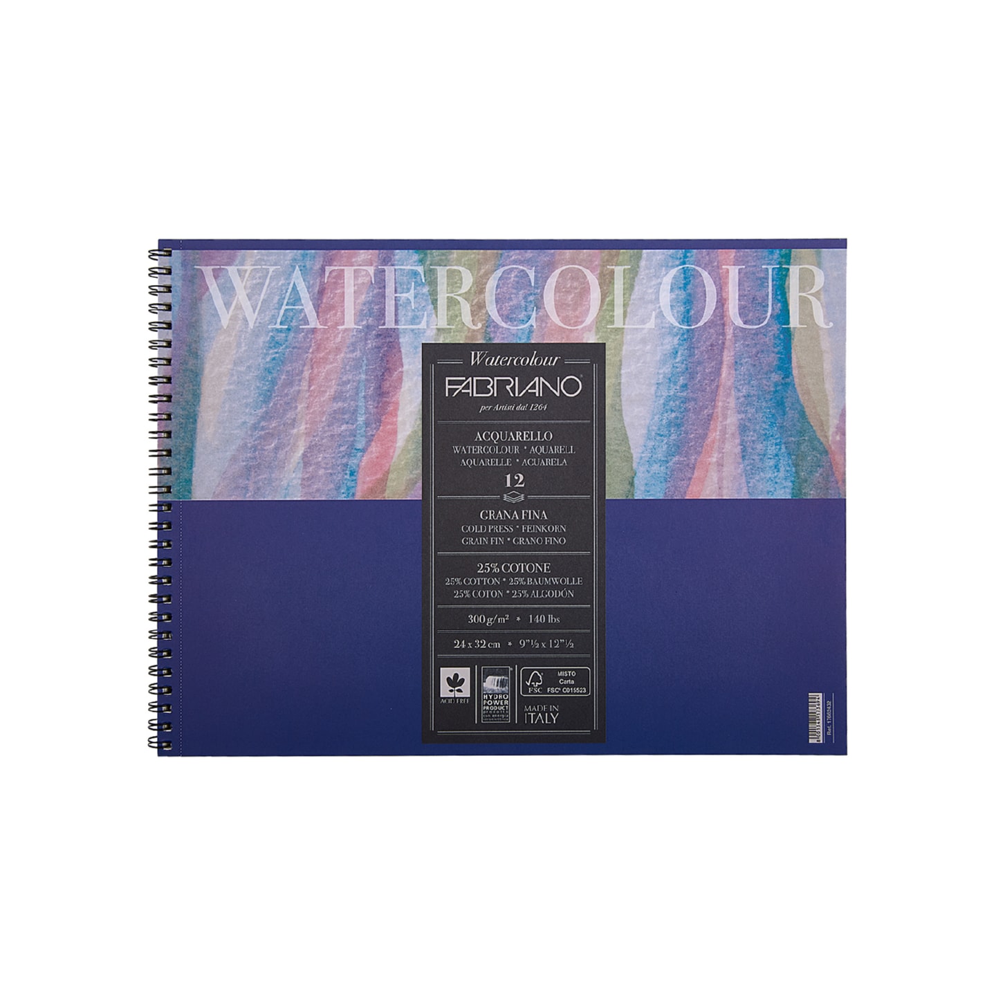 Альбом для акварели Watercolour Studio 300г/м.кв 24x32см Фин 12л спираль по короткой стороне