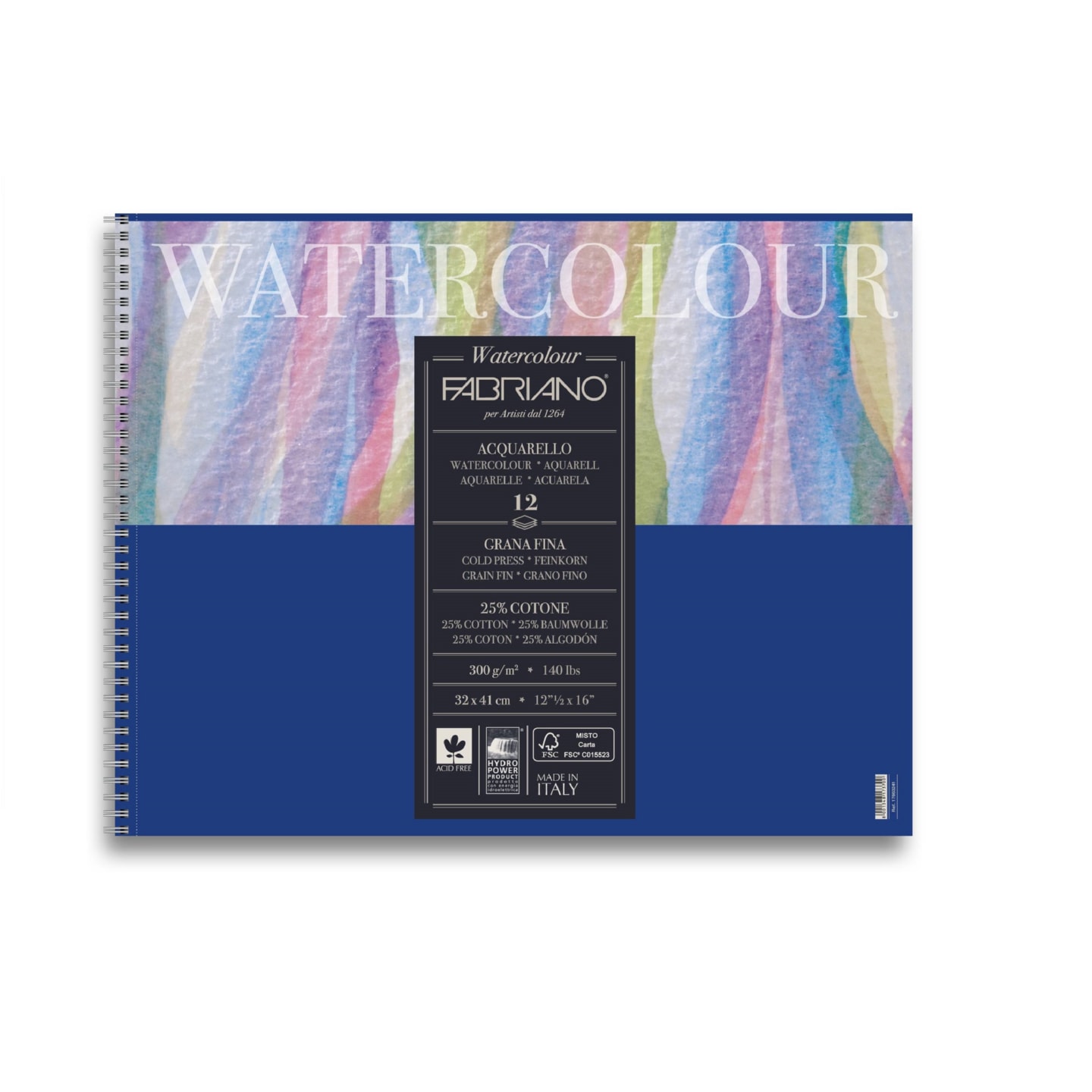 Альбом для акварели Watercolour Studio 300г/м.кв 32x41см Фин 12л спираль по короткой стороне
