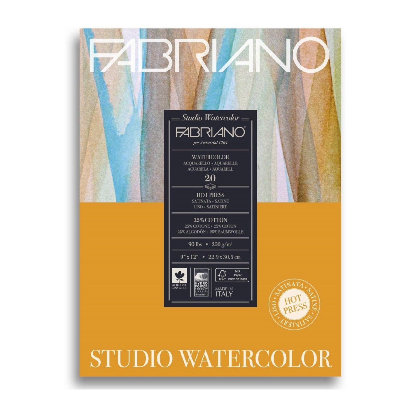 Альбом для акварели Watercolour Studio 200г/м.кв 22,9x30,5см Сатин 20л склейка по 1 стороне