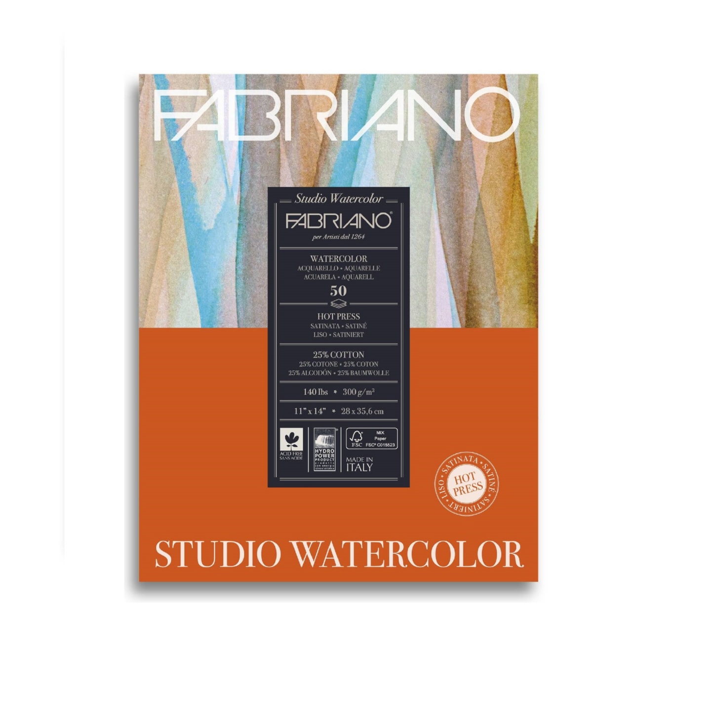 Альбом для акварели Watercolour Studio 300г/м.кв 28x35,6см Сатин 50л склейка по 1 стороне