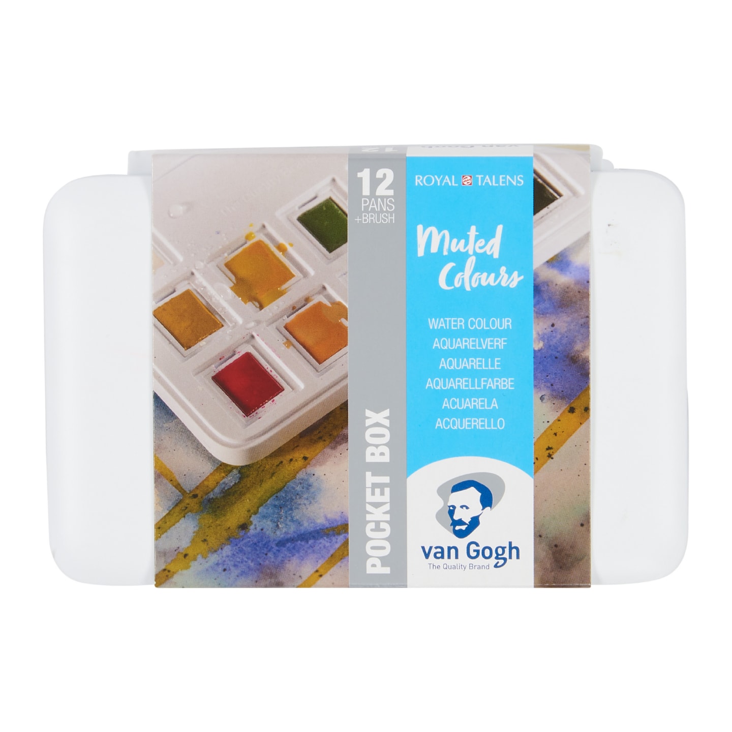 Набор акварельных красок Van Gogh "Muted Colours" 12цв кювета (приглушенные цвета) + кисть пластиковый короб