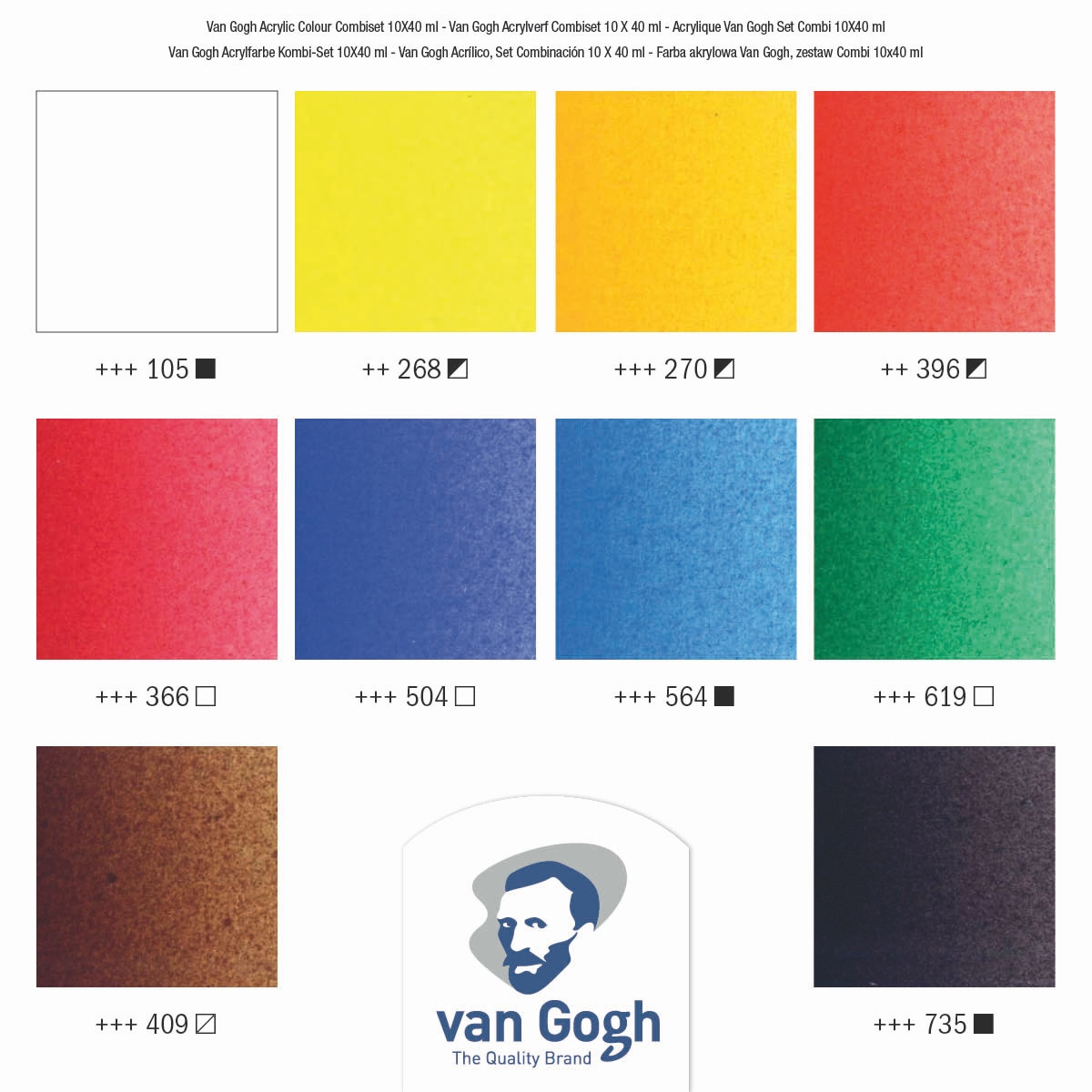 Набор акриловых красок Van Gogh Комбинированный 10цв*40мл