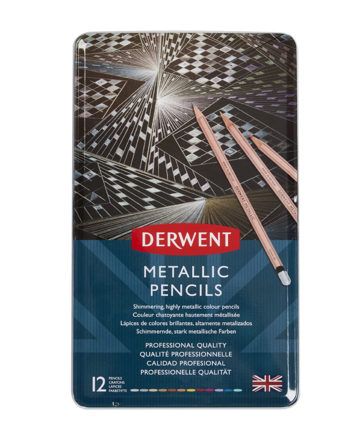 Набор цветных карандашей Metallic 12цв в метал.упак