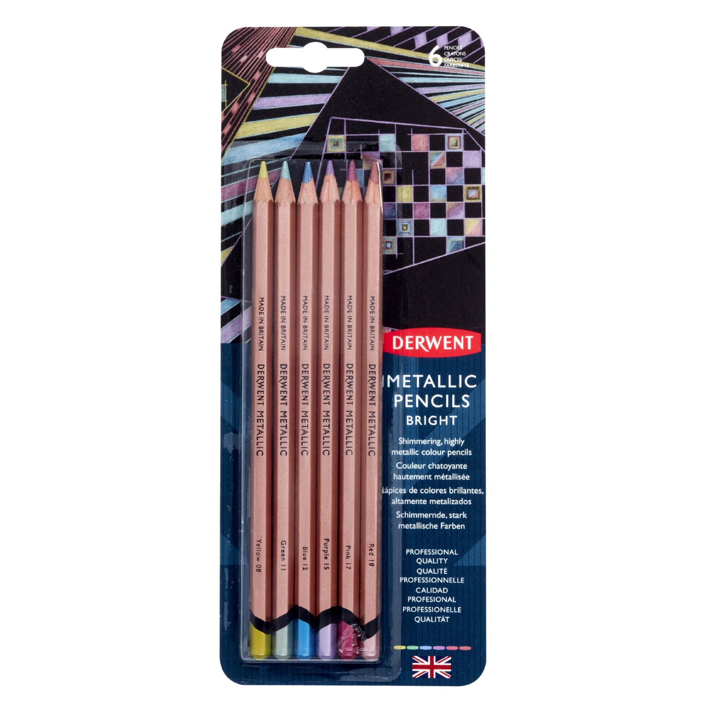 Набор цветных карандашей Metallic яркие цвета 6цв в блистере