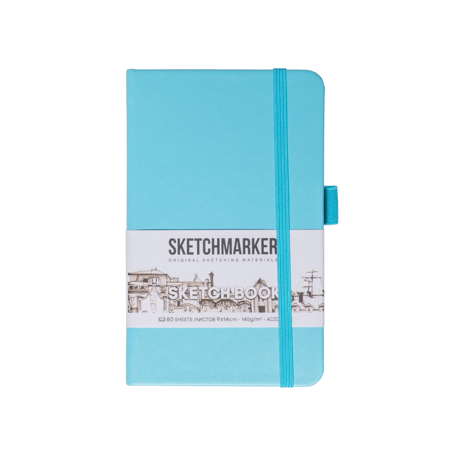 Блокнот для зарисовок Sketchmarker 140г/кв.м 80л твердая обложка Небесно-голубой 5 размеров в ассортименте