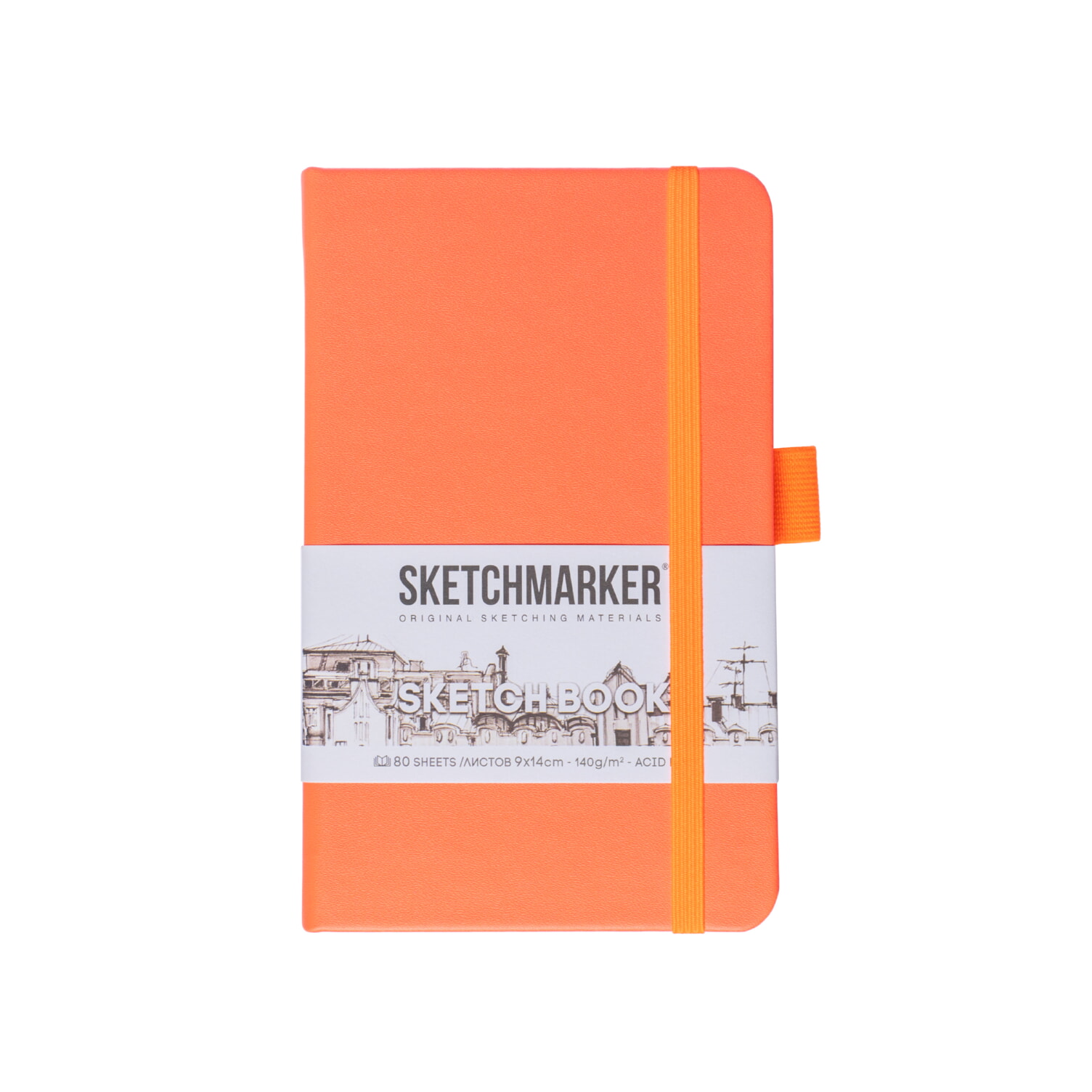 Блокнот для зарисовок Sketchmarker 140г/кв.м 80л твердая обложка Неоновый коралл 5 размеров в ассортименте