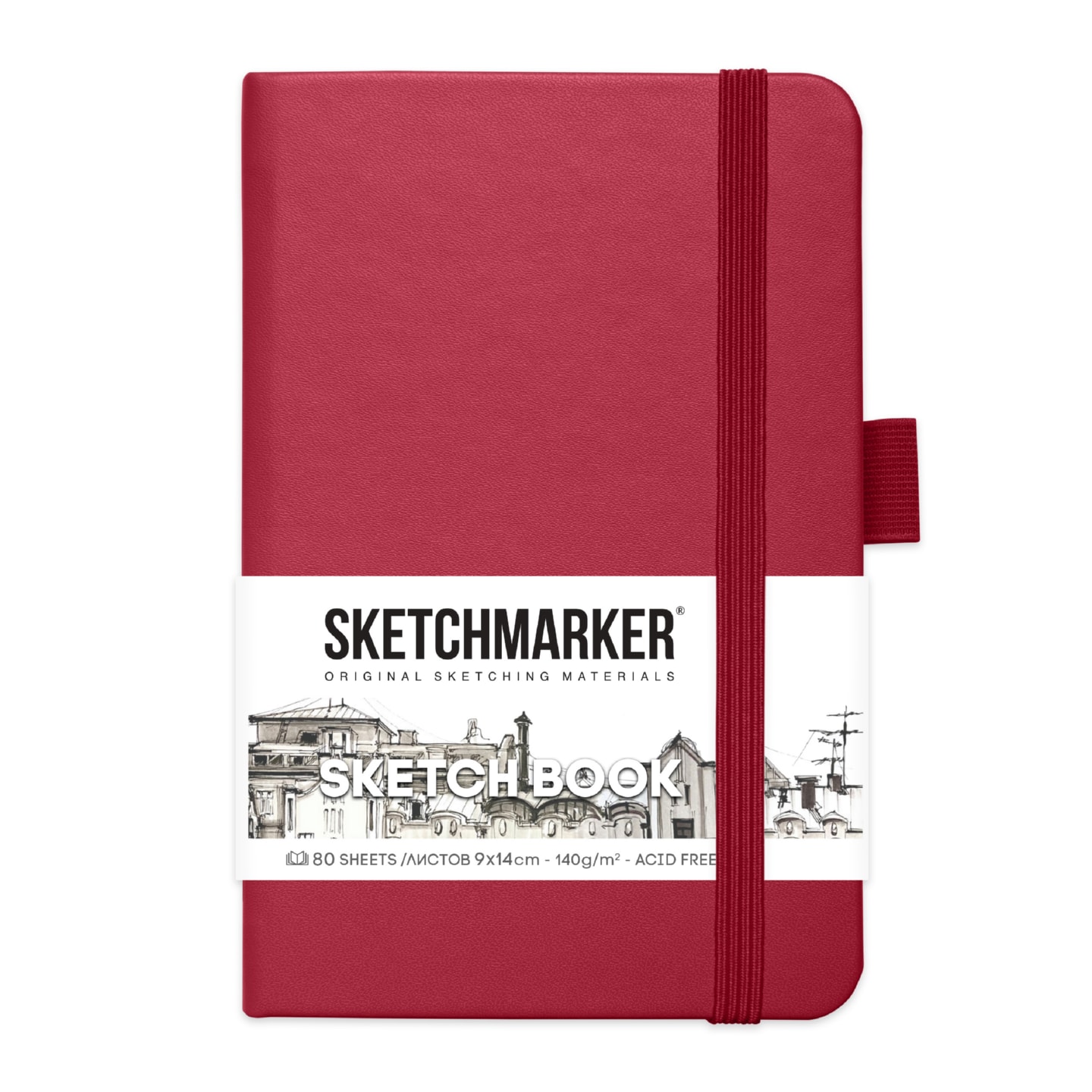 Блокнот для зарисовок Sketchmarker 140г/кв.м 80л твердая обложка Маджента 4 размера в ассортименте
