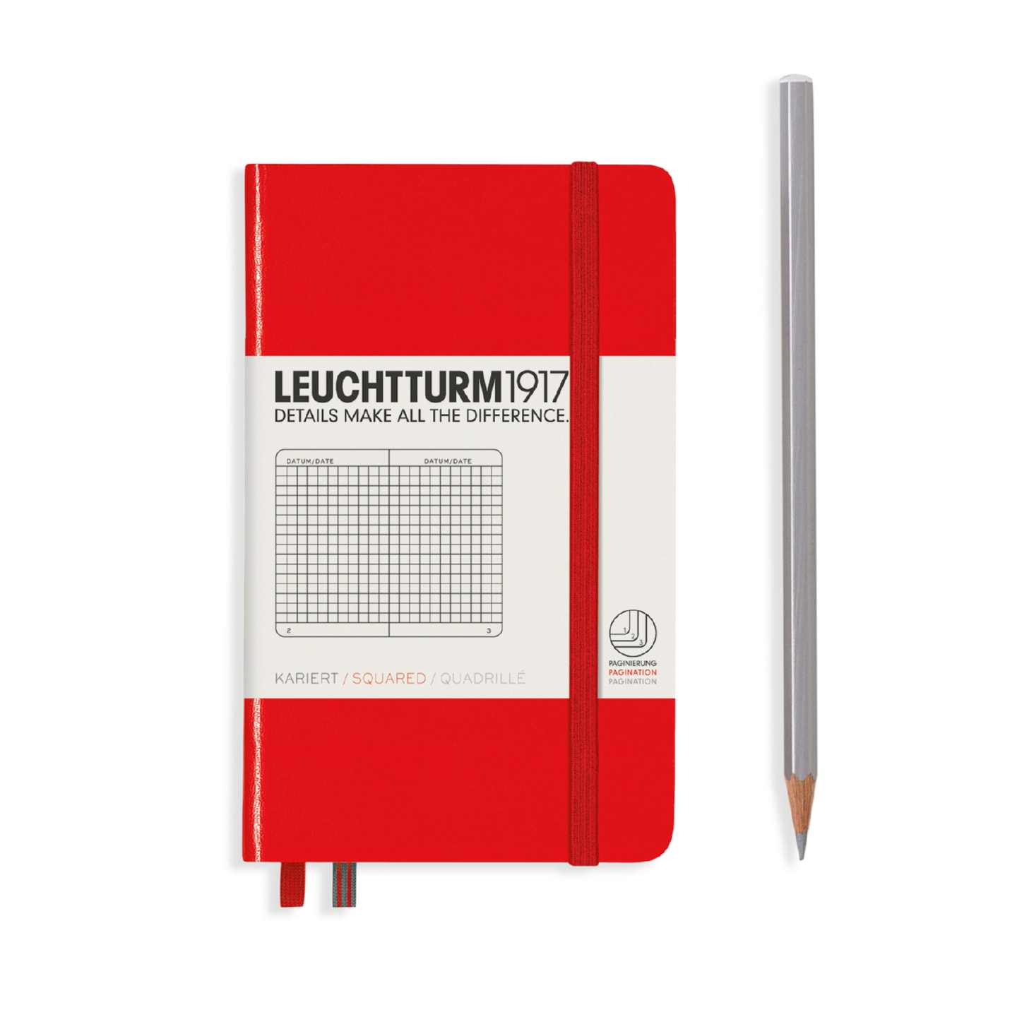 Блокнот Leuchtturm1917 Pocket A6 (9x15см) 80г/м2 93л твердая обложка Красная 4 варианта линовки