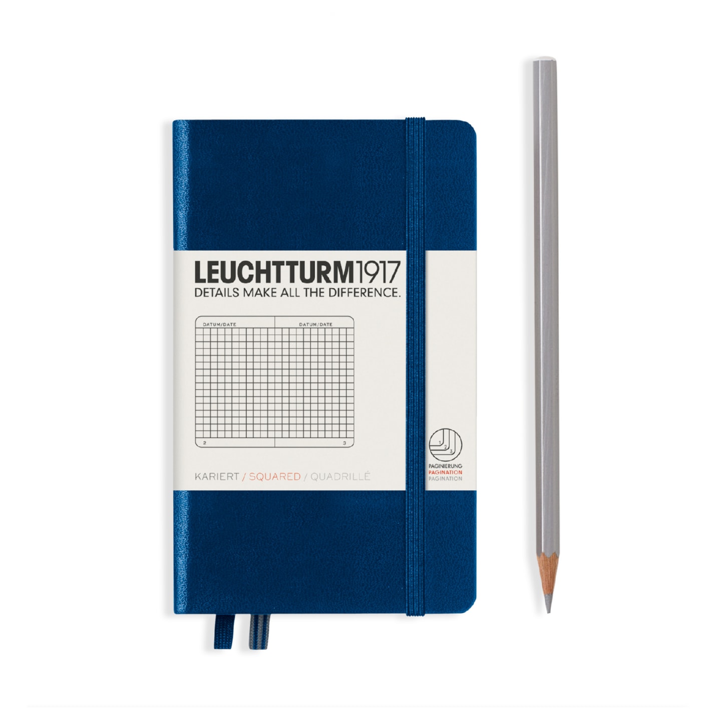 Блокнот Leuchtturm1917 Pocket A6 (9x15см) 80г/м2 93л твердая обложка Синий Неви 4 варианта линовки