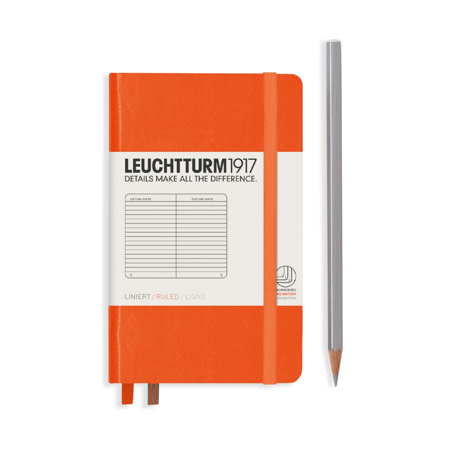 Блокнот Leuchtturm1917 Classic A6 (9x15см.) 80г/м2 - 187 стр. в линейку, твердая обложка, цвет: оранжевый