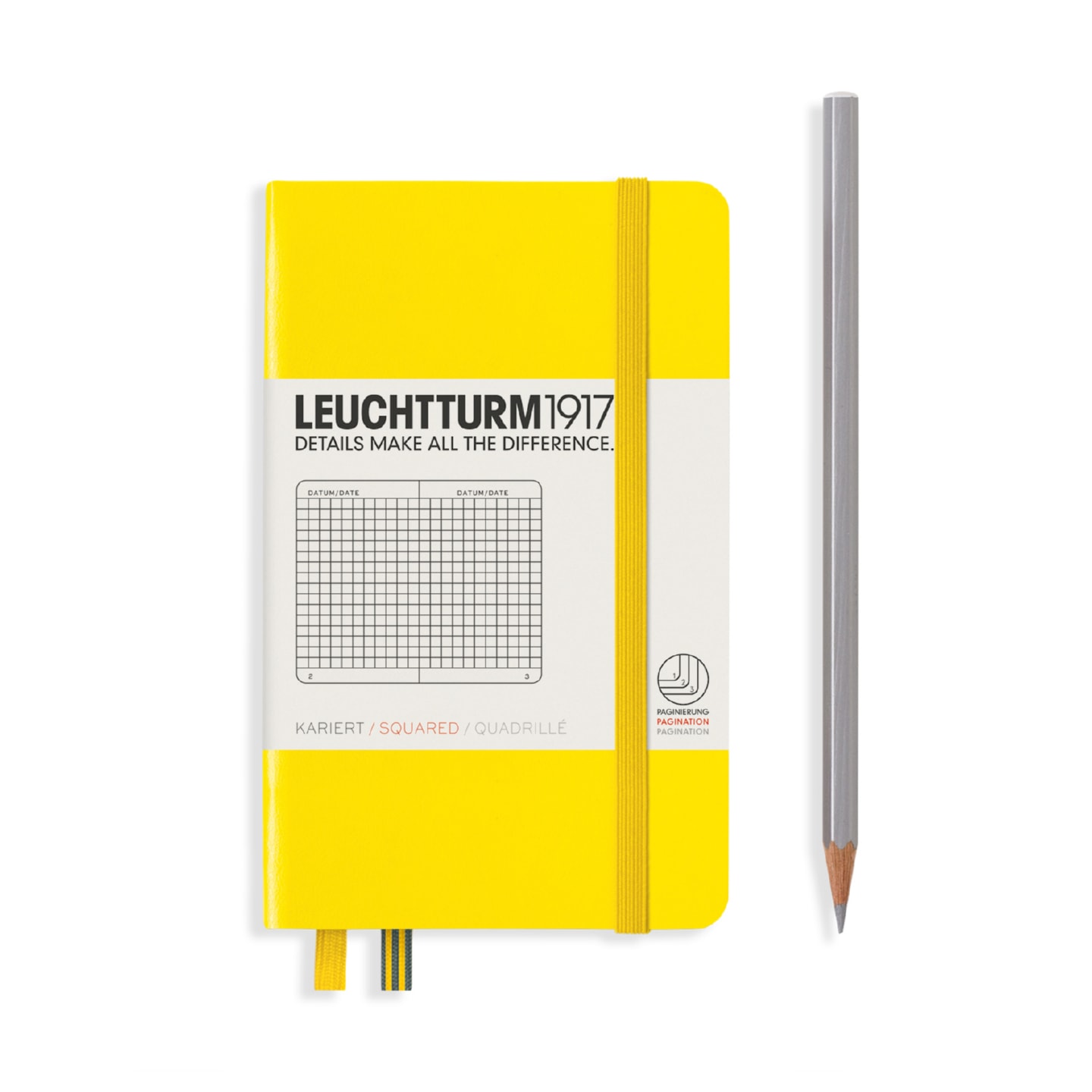 Блокнот Leuchtturm1917 Pocket A6 (9x15см) 80г/м2 93л твердая обложка Лимонная 4 варианта линовки