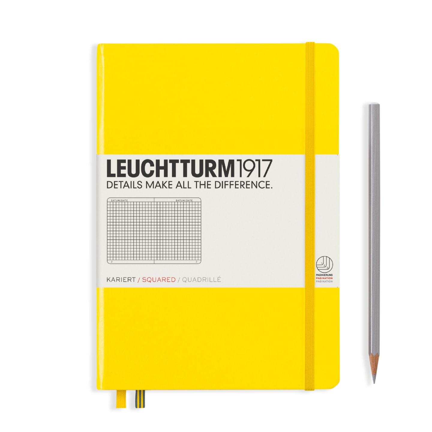Блокнот Leuchtturm1917 Classic A5 (14,5x21см) 80г/м2 125л твердая обложка Лимонная 4 варианта линовки