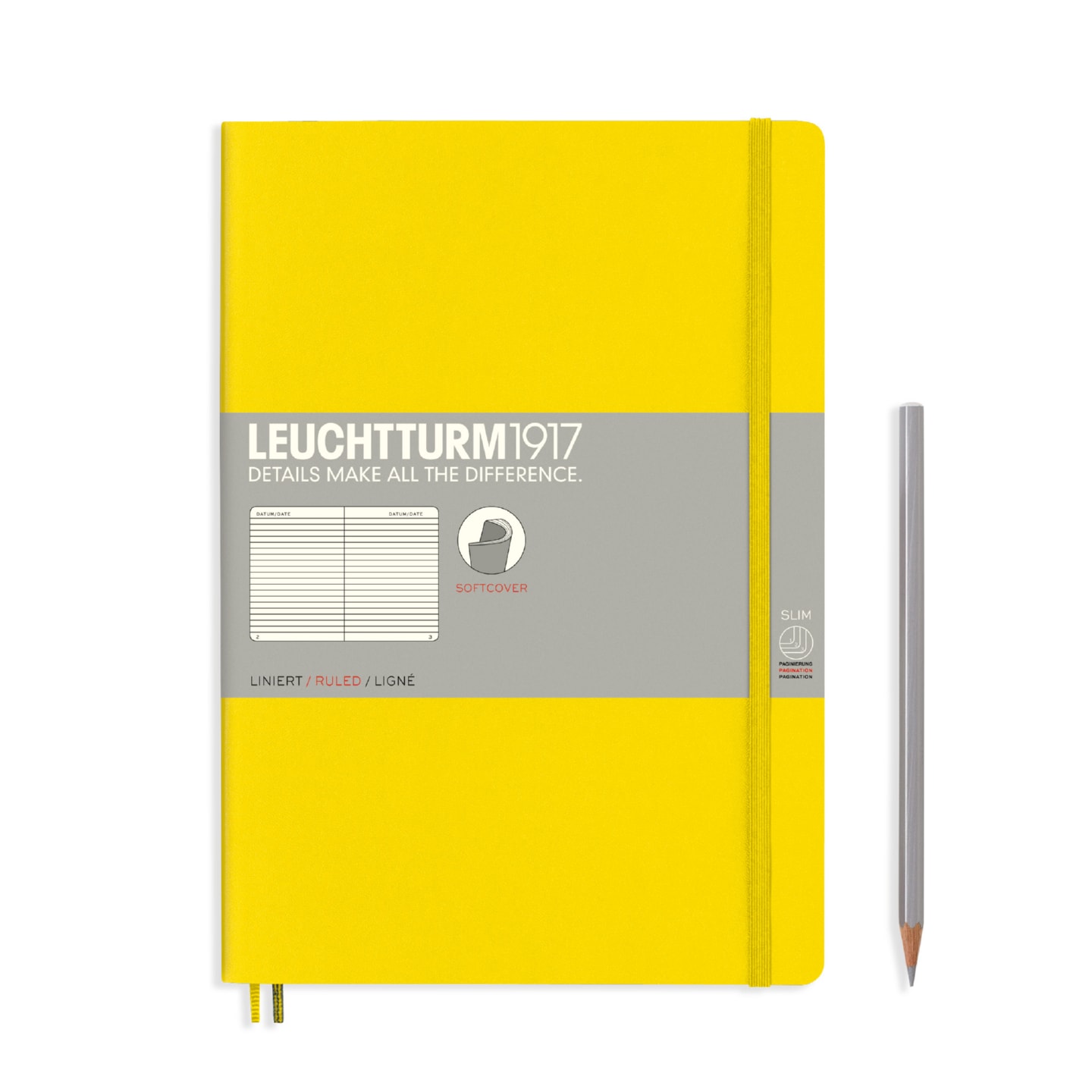 Блокнот Leuchtturm1917 Composition B5 (17,8*25,4см) 80г/м2 61л мягкая обложка Лимонная 3 варианта линовки