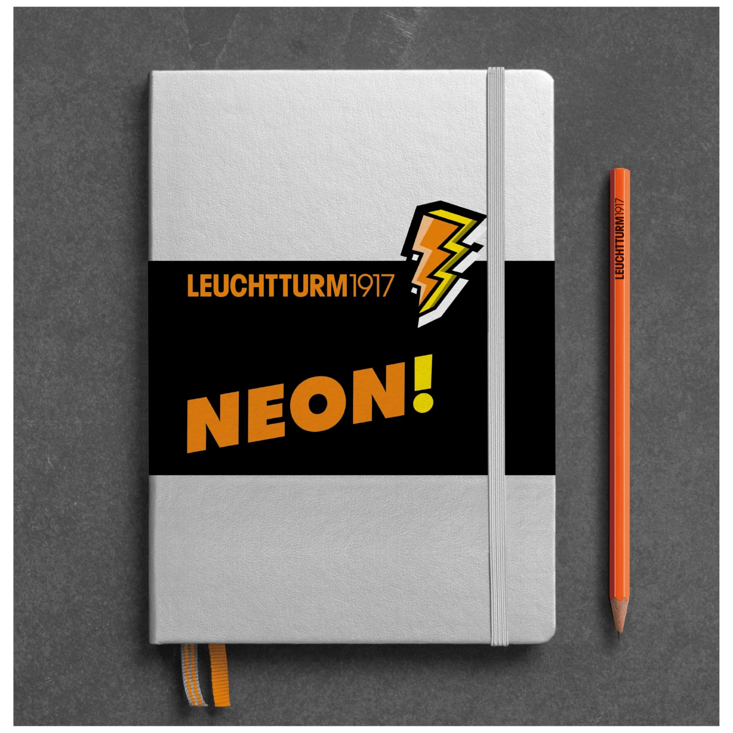 Блокнот Leuchtturm1917 A5 (в точку), юбилейное издание Neon, серебро/оранжевый, 251 стр., твердая обложка