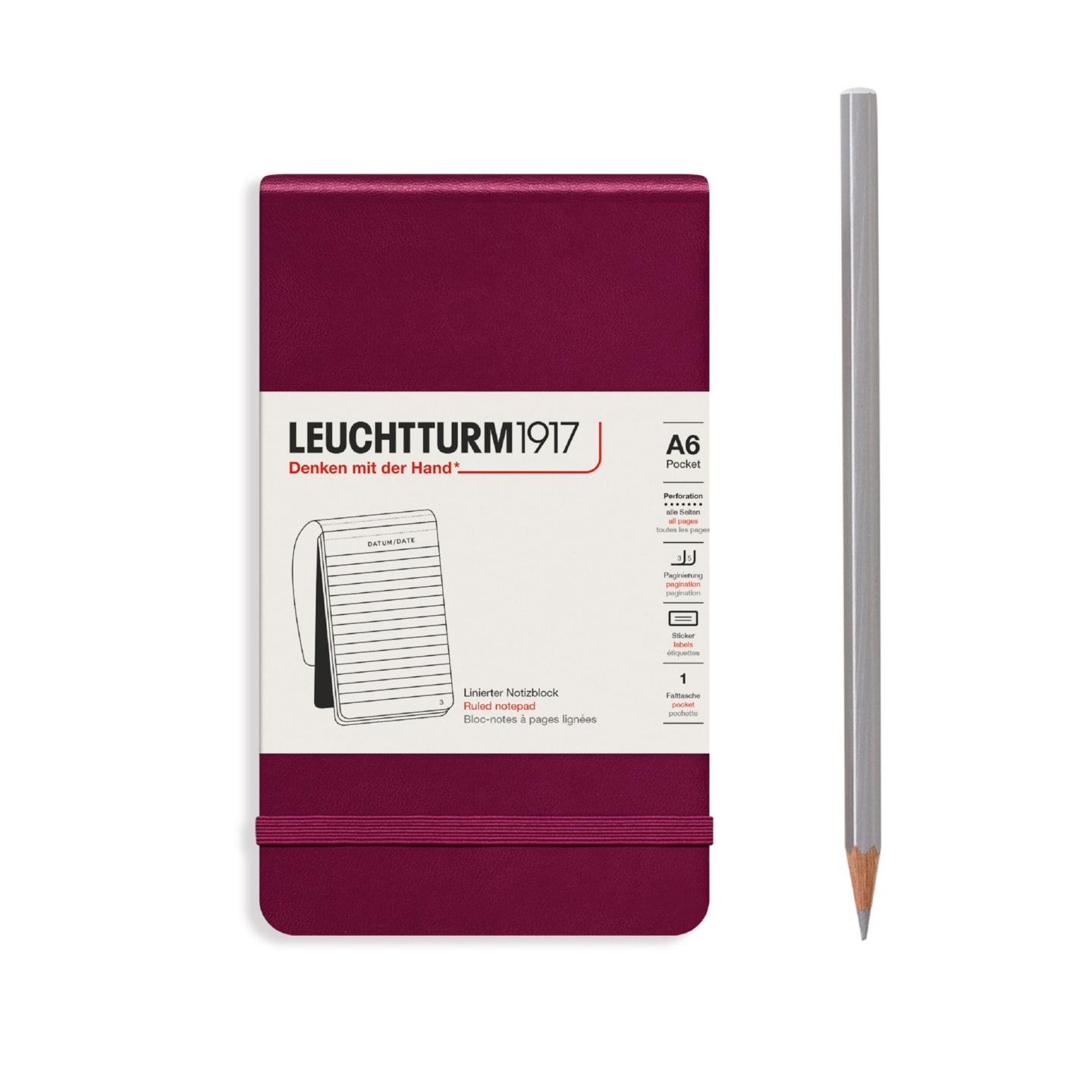 Блокнот Leuchtturm1917 Pocket A6 (9x15см) 80г/м2 92л твердая обложка Красный Портвейн 3 варианта линовки