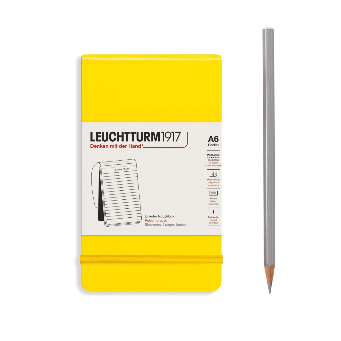 Блокнот Leuchtturm1917 Pocket A6 (9x15см) 80г/м2 92л твердая обложка Лимонная 3 варианта линовки