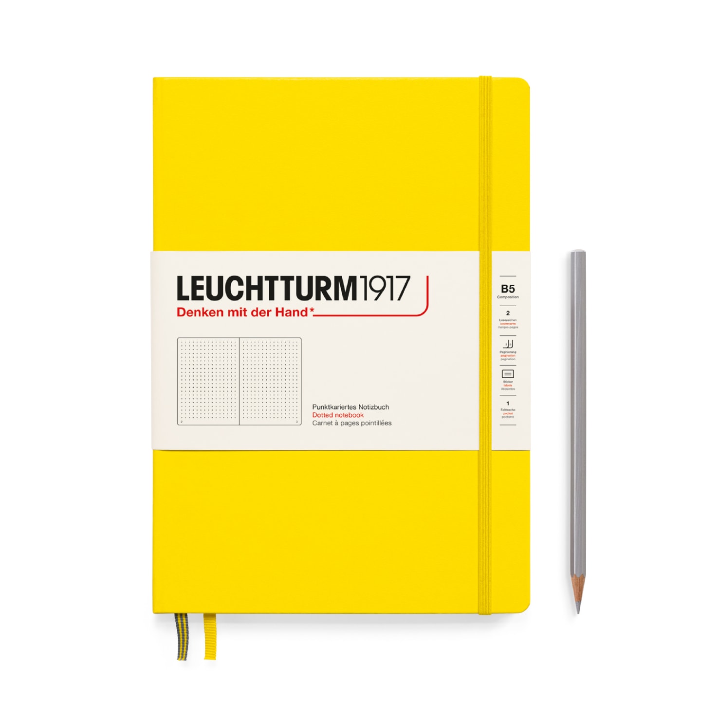 Блокнот Leuchtturm1917 Composition B5 (17,8*25,4см) 80г/м2 109л твердая обложка Лимонная 3 варианта линовки