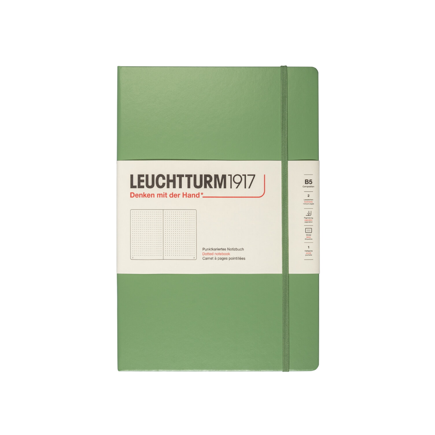Блокнот Leuchtturm1917 Composition B5 (17,8x25,4см) 80г/м2 109л твердая обложка Шалфей 2 варианта линовки