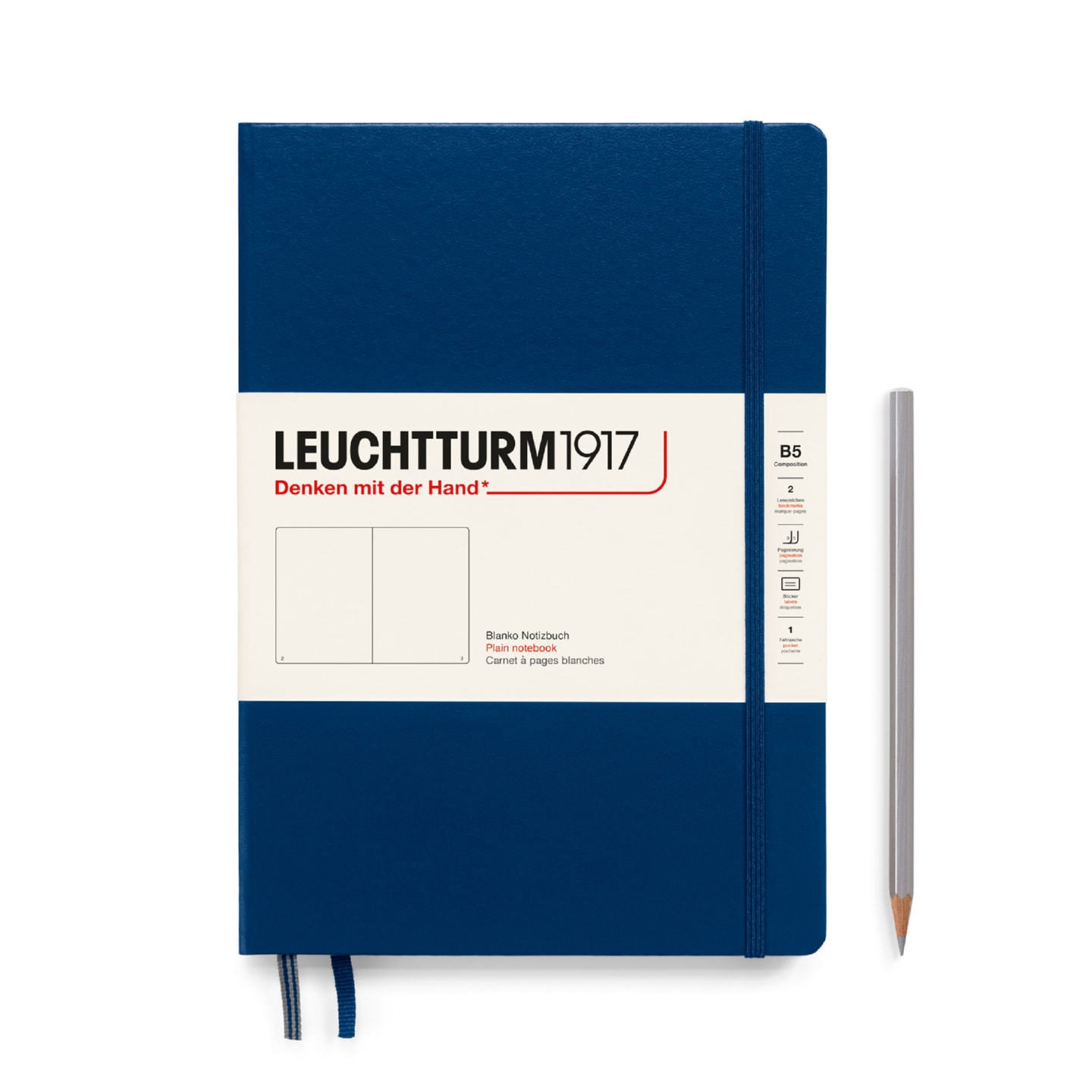 Блокнот Leuchtturm1917 Composition B5 (17,8x25,5см) 80г/м2 109л твердая обложка Синий Неви 3 варианта линовки