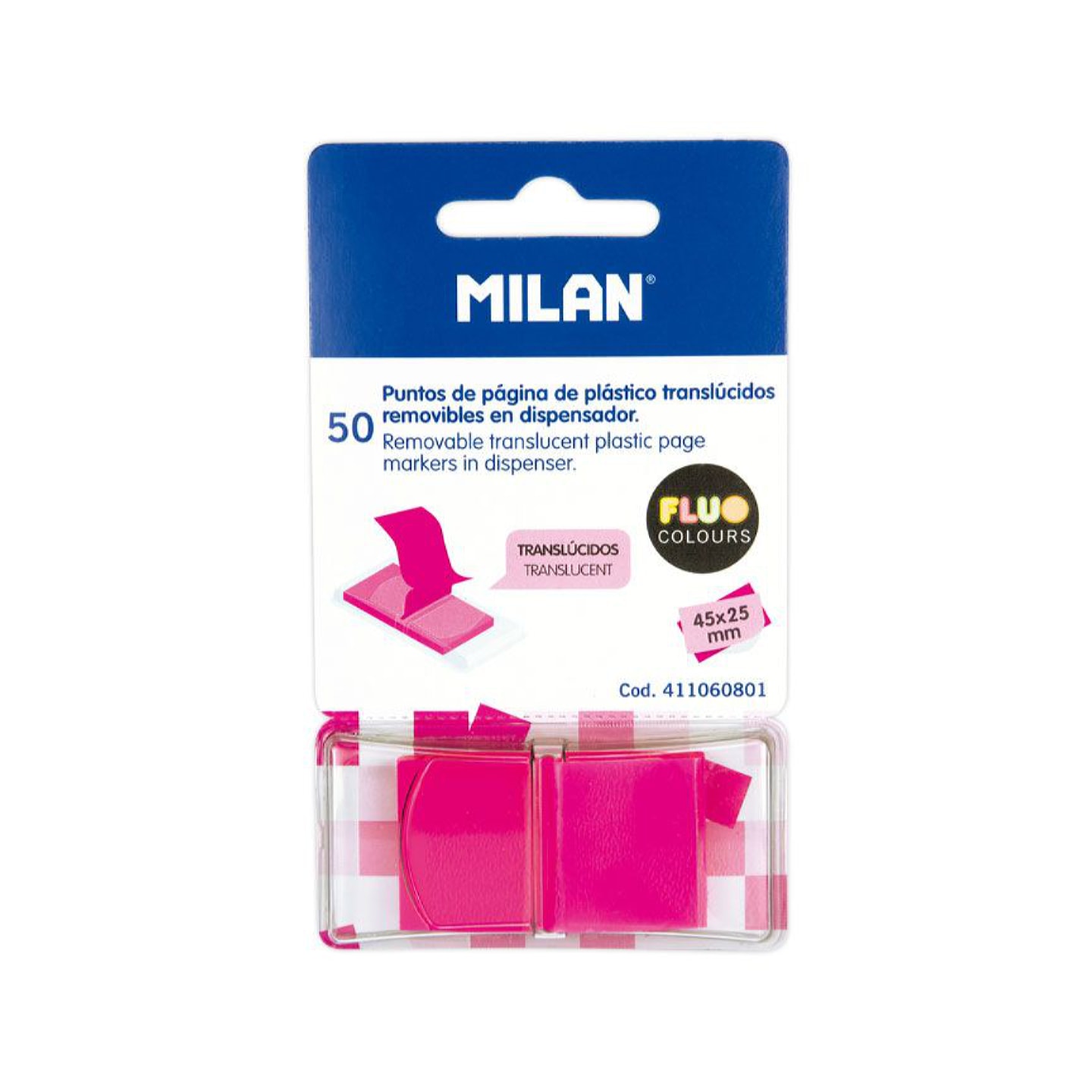 Закладки клейкие MILAN пластиковые в диспенсере 50л розовые