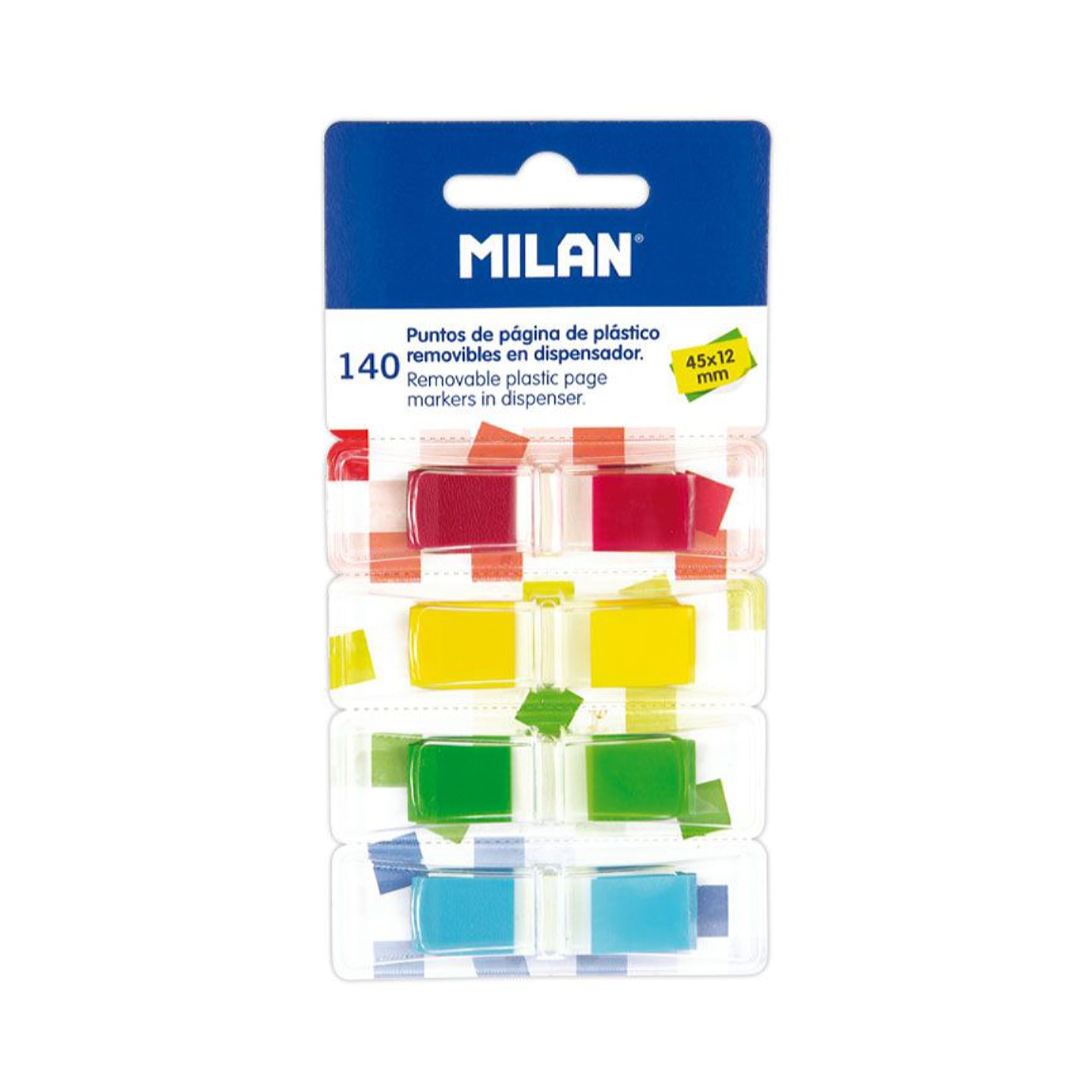Закладки клейкие MILAN пластиковые в диспенсере 140л 4цв по 35л цвета ассорти