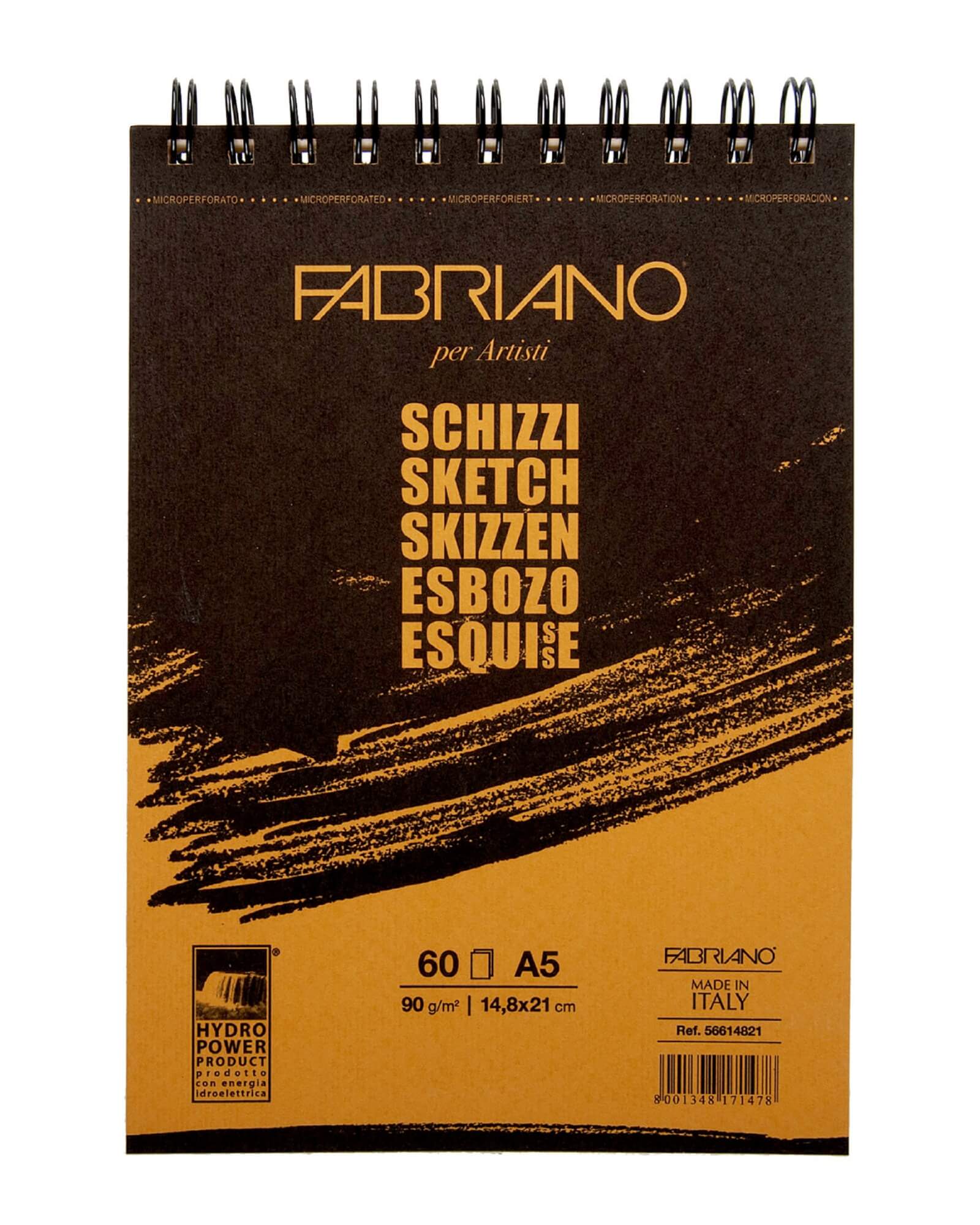 Альбом для зарисовок Schizzi 90г/м.кв 14,8x21см мелкозернистая темная обложка 60л спираль по короткой стороне.