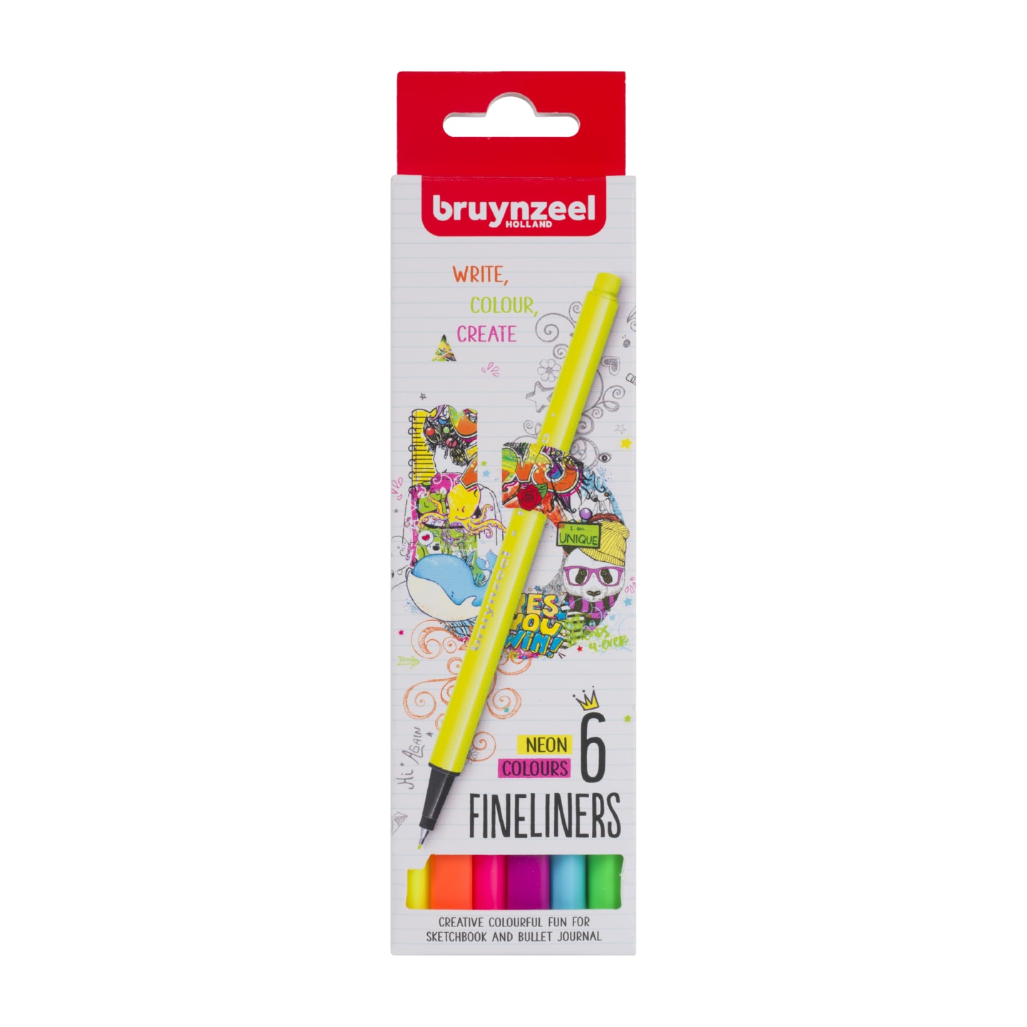 Набор капиллярных ручек Bruynzeel Teen Neon (линер 0.4мм) 6 неоновых цветов