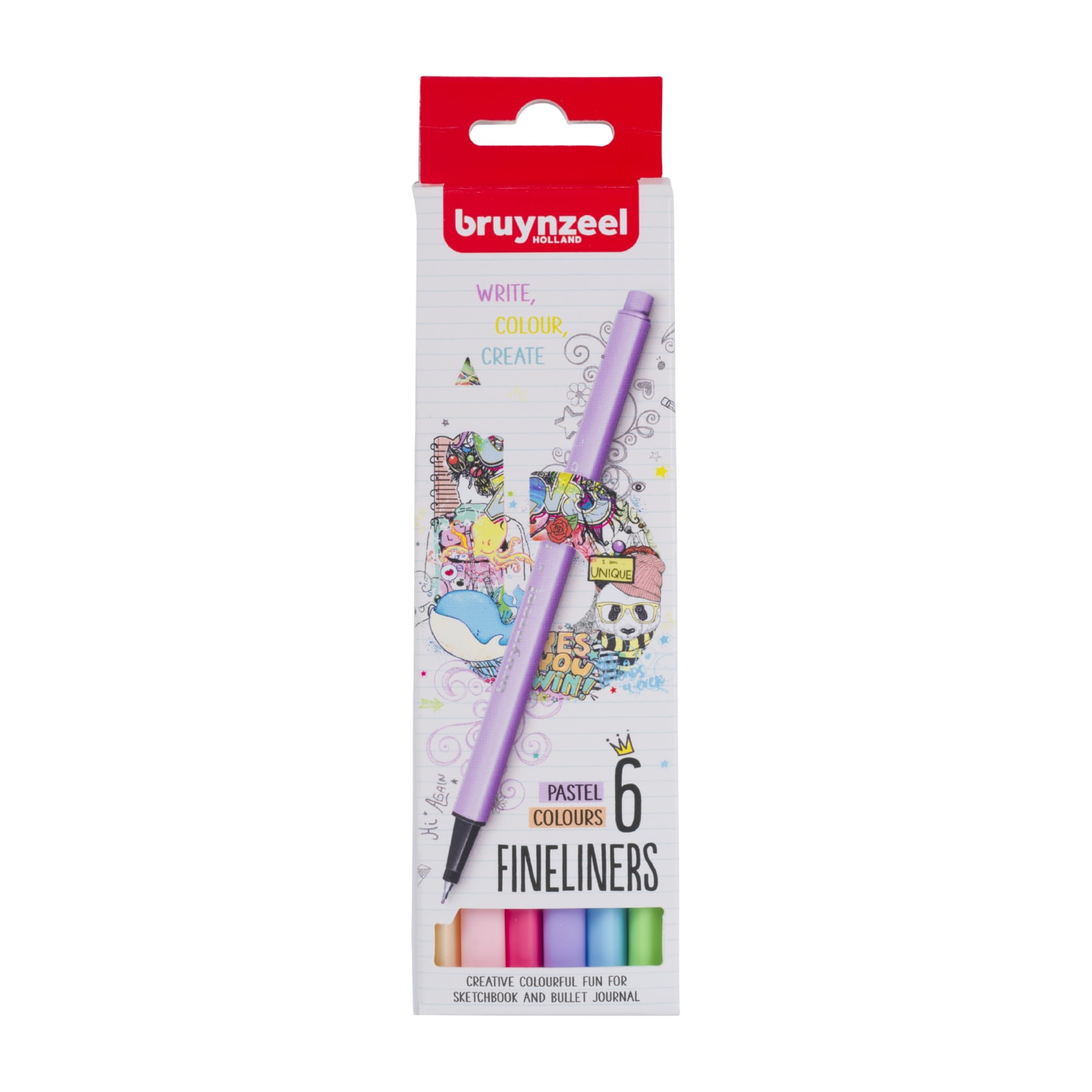 Набор капиллярных ручек Bruynzeel Teen Pastel (линер 0.4мм) 6 пастельных цветов