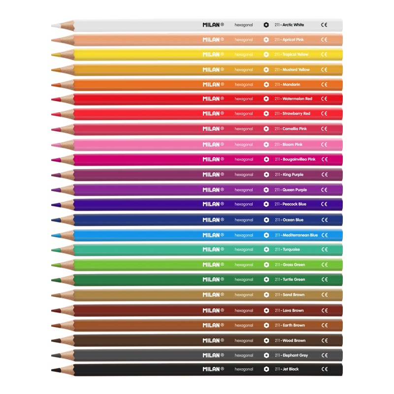 Набор цветных карандашей MILAN деревянные 2,9 ммшестигранные 24 цвета в картонной упаковке с европодвесом