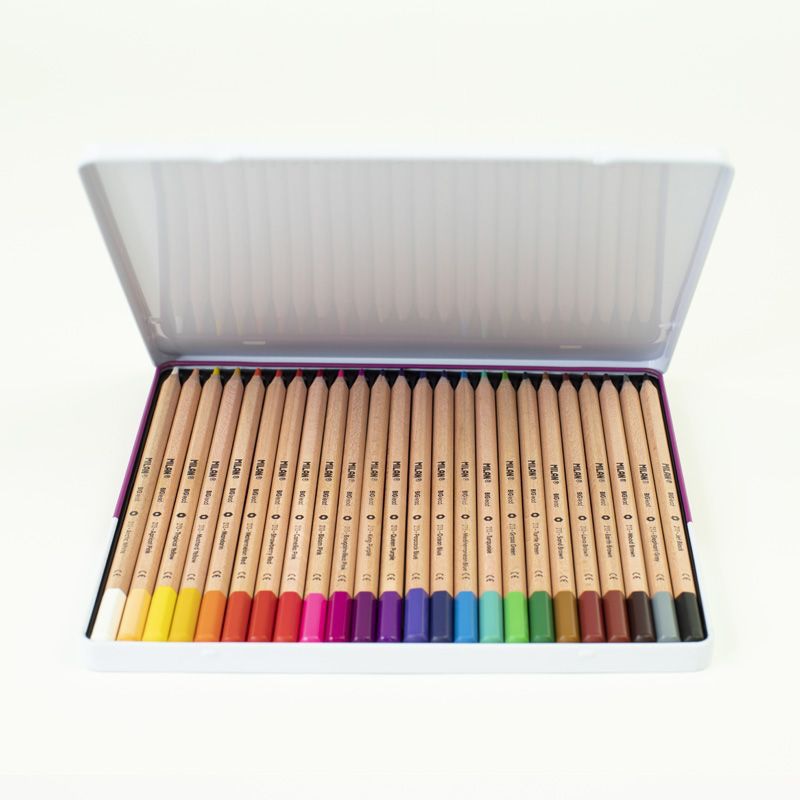 Набор цветных карандашей MILAN 24 цвета деревянные грифель 3.5мм в металлической упаковке с европодвесом (ECO)