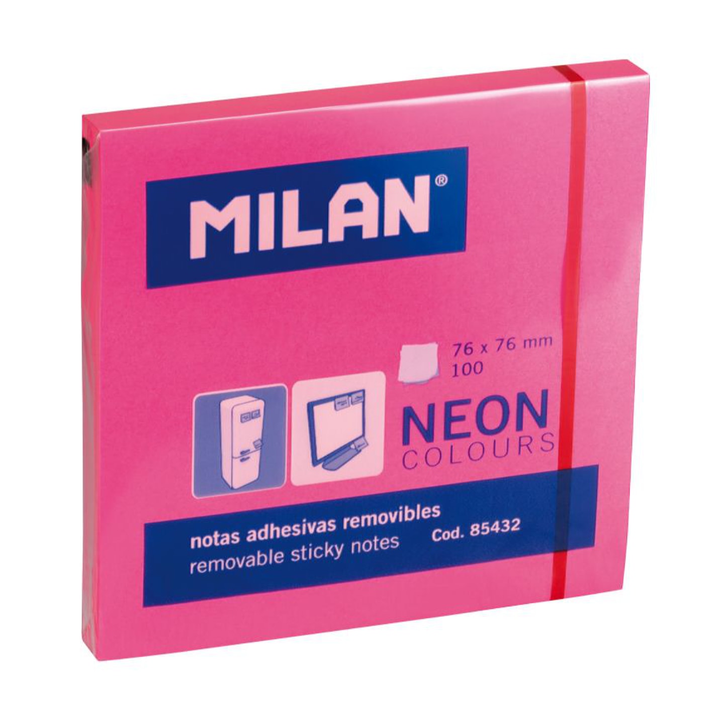 Бумага для заметок MILAN самоклеящаяся 76х76мм 100л розовая в термоусадочной пленке