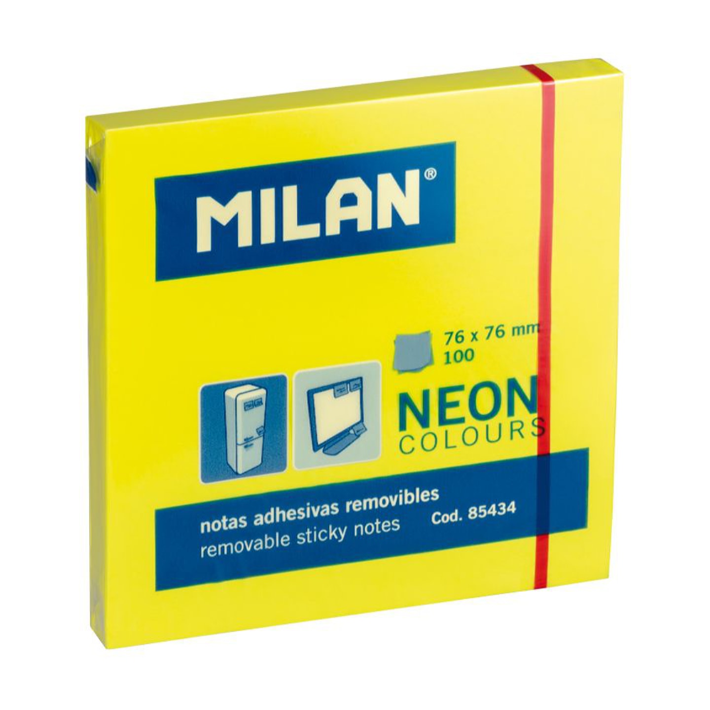 Бумага для заметок MILAN самоклеящаяся 76х76мм 100л желтая в термоусадочной пленке