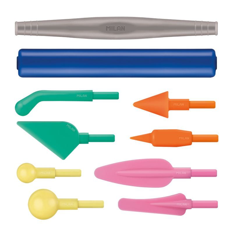 Набор инструментов для лепки MILAN: 2 пластиковых держателя и 8 пластиковых наконечников в блистере