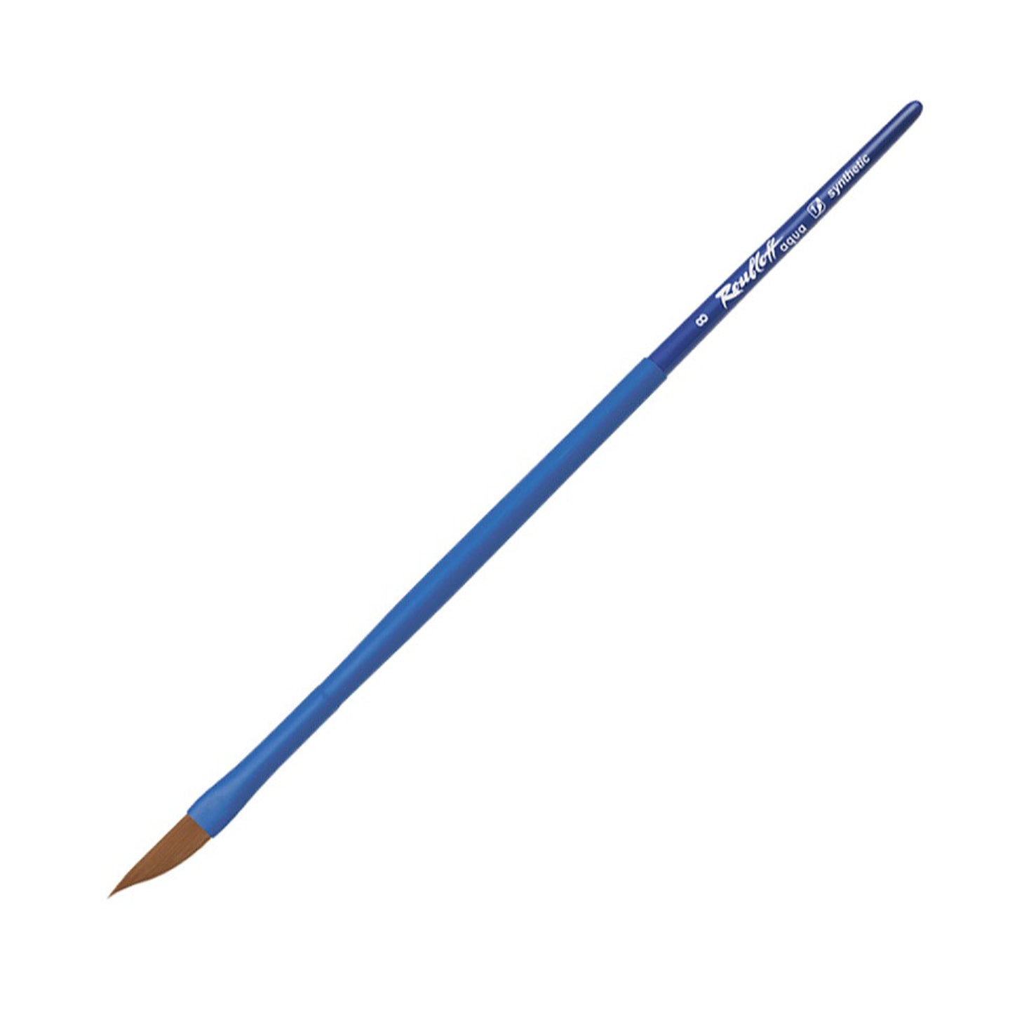 Кисть Roubloff Aqua Blue round синтетика коричн. даггер обойма soft-touch ручка длинная синяя №8 5 шт/упак