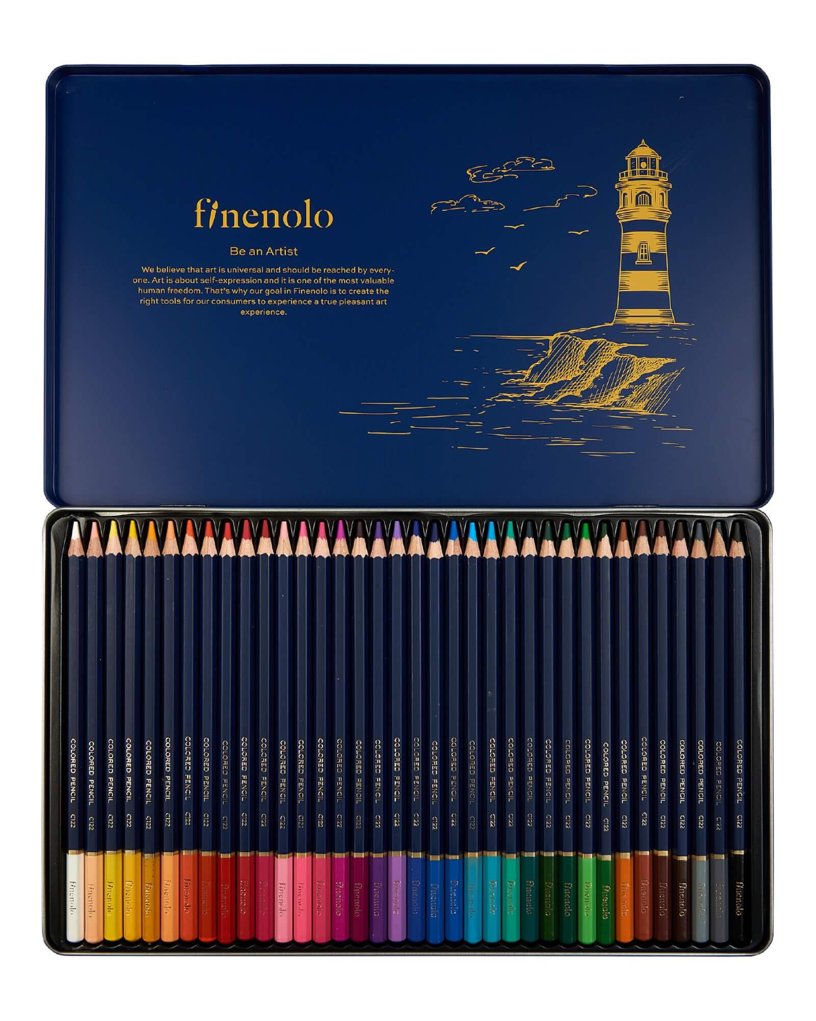 Набор цветных карандашей Finenolo 36 цветов в металлическом пенале