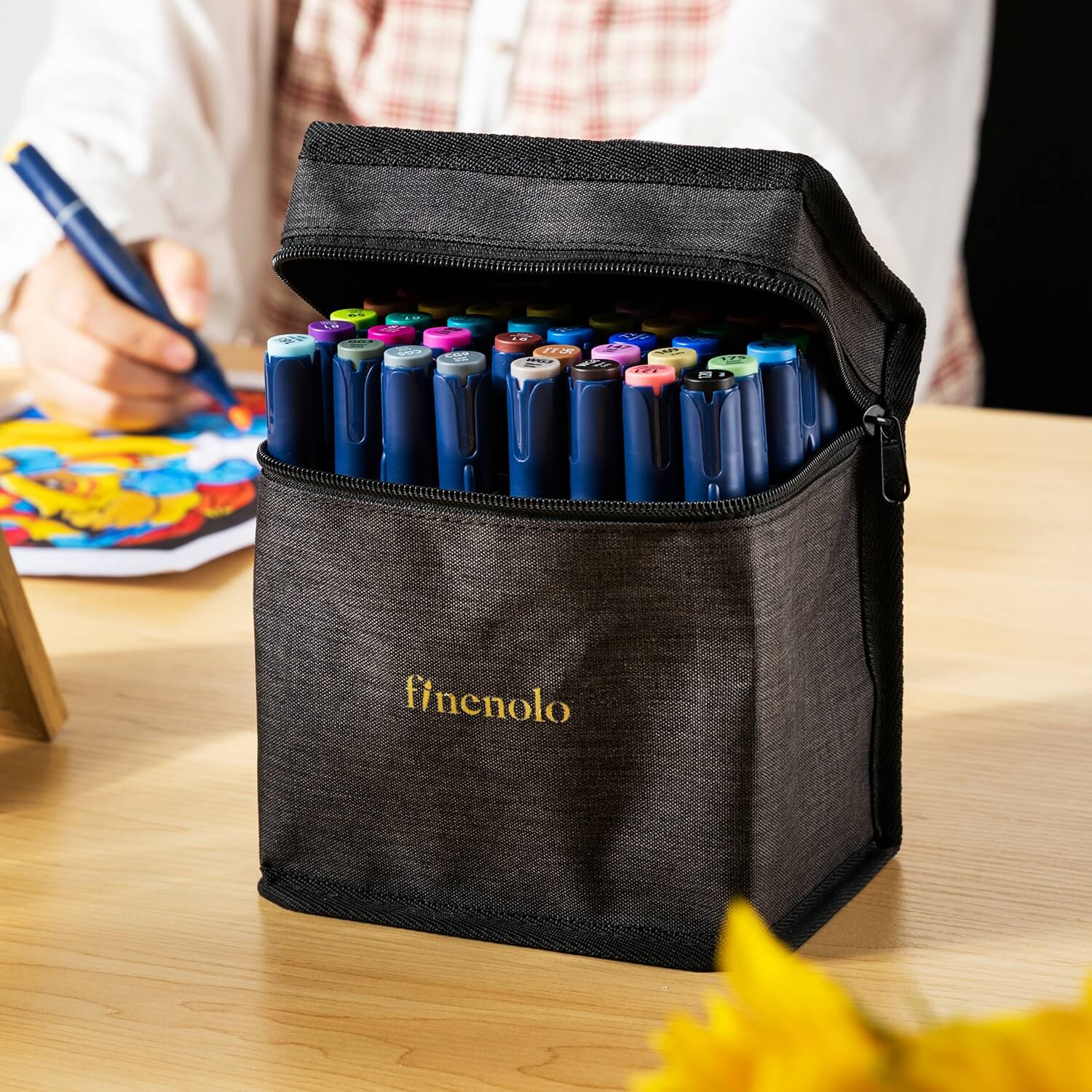Набор спиртовых маркеров Finenolo (2 пера:кисть+долото) 40 цветов в сумке-пенале