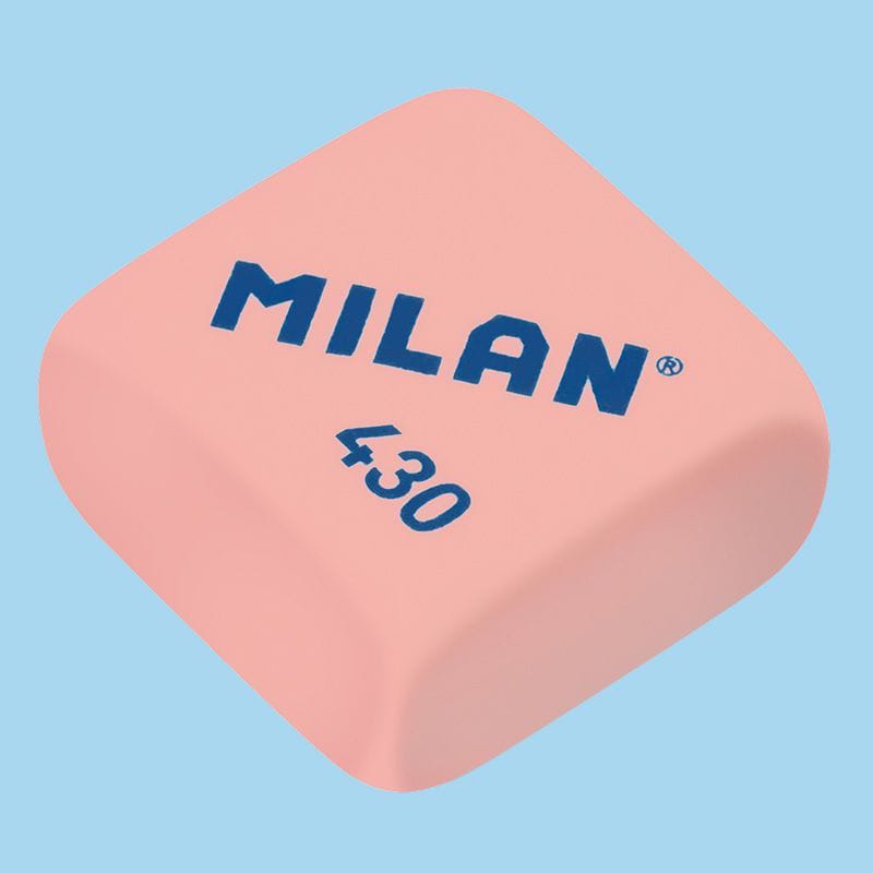 Ластик MILAN 430 прямоугольный 28*28*13мм синт.каучук для графита цвета в ассортименте 30 шт/упак