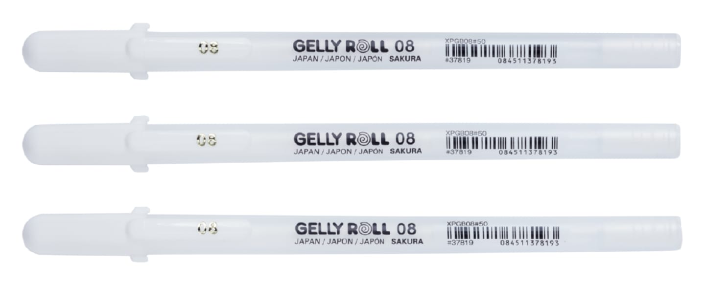 Набор гелевых ручек Gelly Roll белый 3шт средний стержень 08