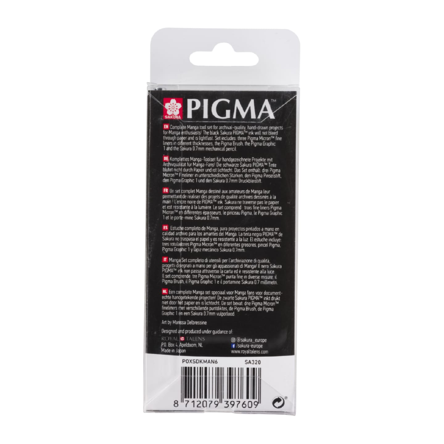 Набор капиллярных ручек Pigma Micron Manga 6шт (0.1мм 0.3мм 0.5мм кисть+ Pigma Graphic+мех карандаш 0,7 мм) Черный