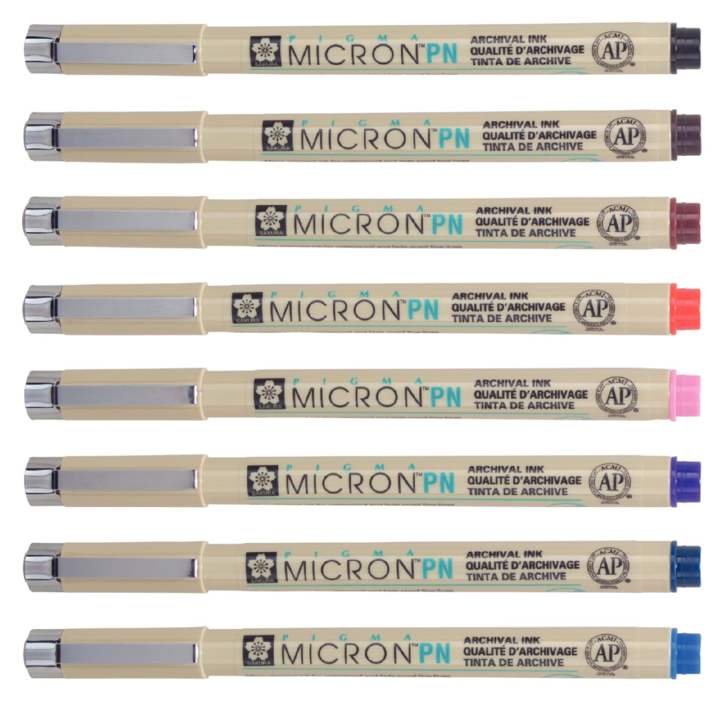 Набор капиллярных ручек Pigma Micron PN 8шт (0.4мм-0.5мм) цвета в ассортименте