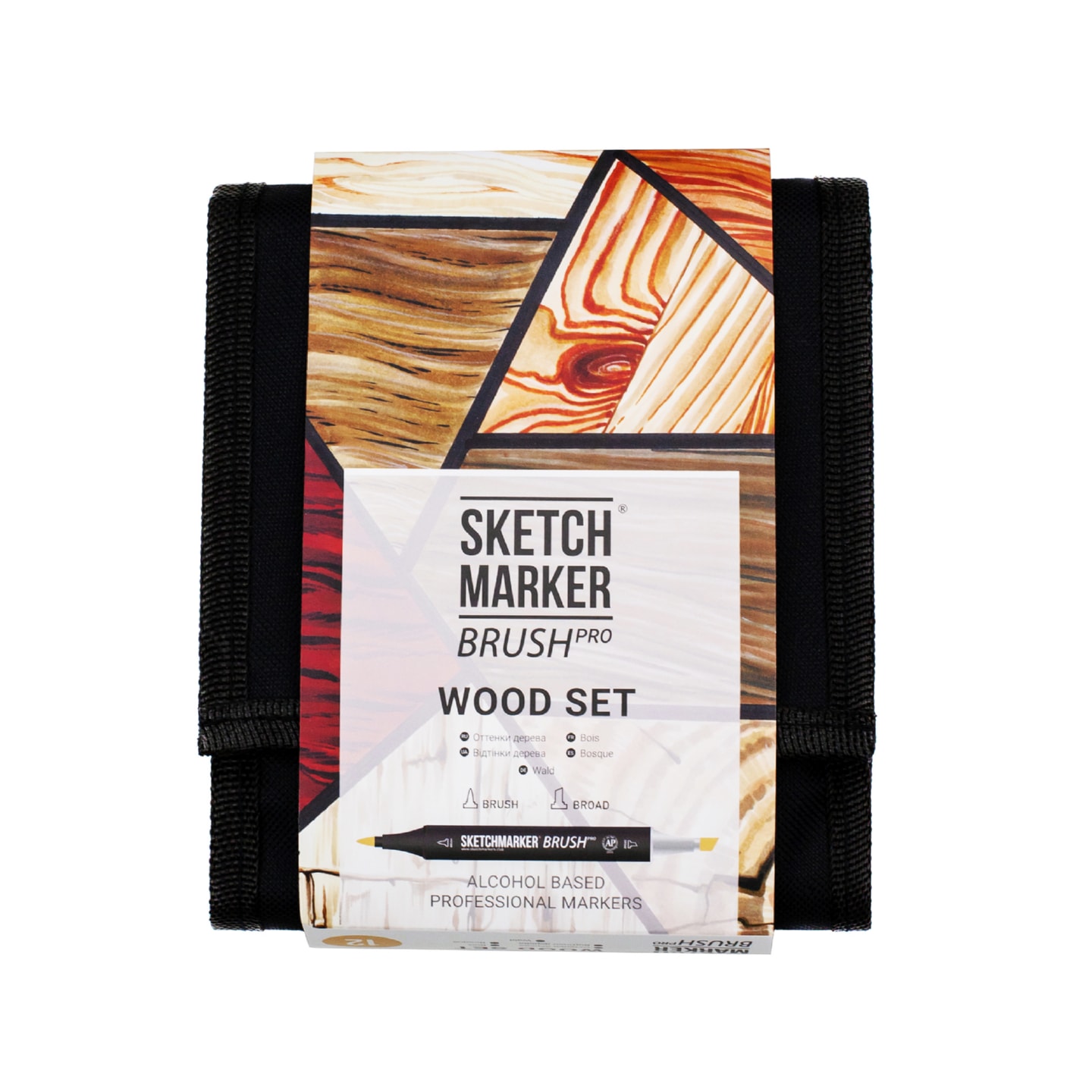 Набор маркеров SKETCHMARKER BRUSH Wood Set 12шт древесные оттенки + сумка органайзер